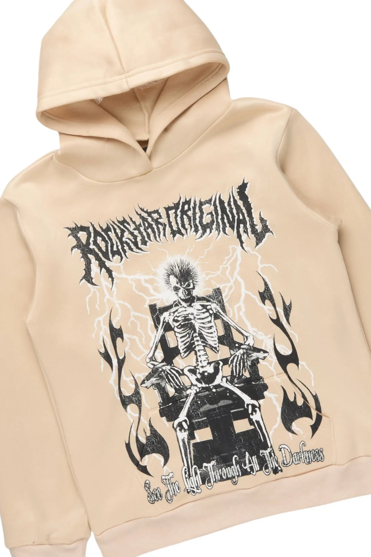 Boys Dethrown Beige Hoodie/Stacked Flare Track Set