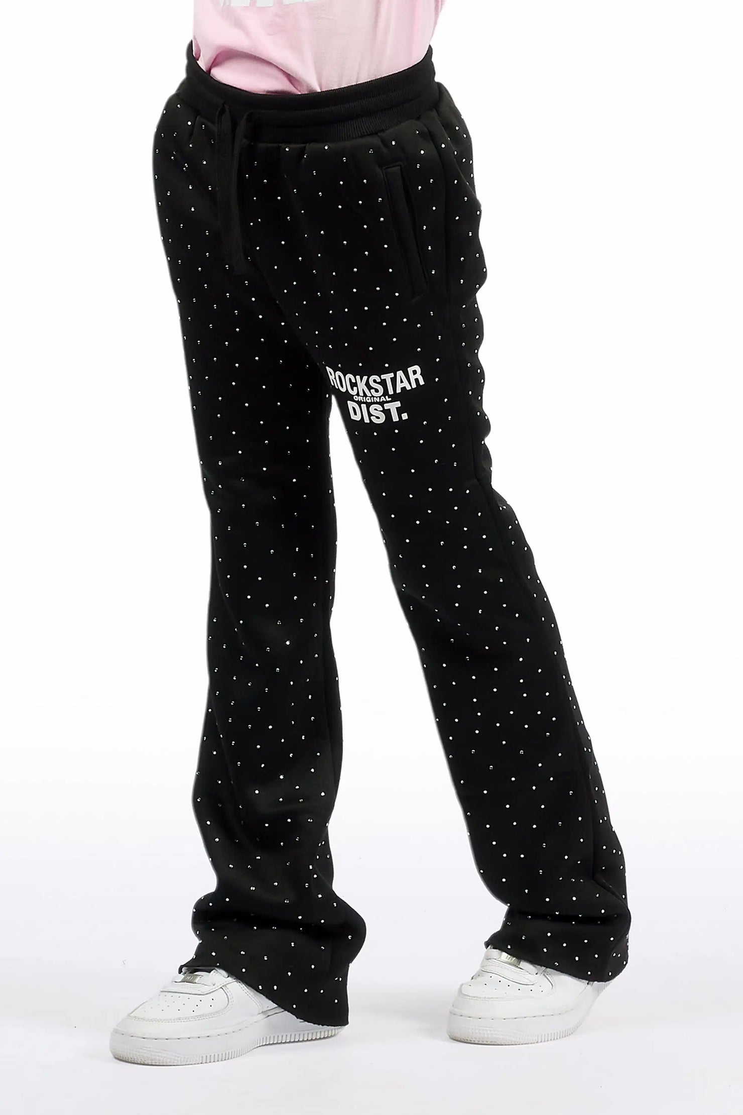 Girls Juliana Rhinestone Black Track Pant