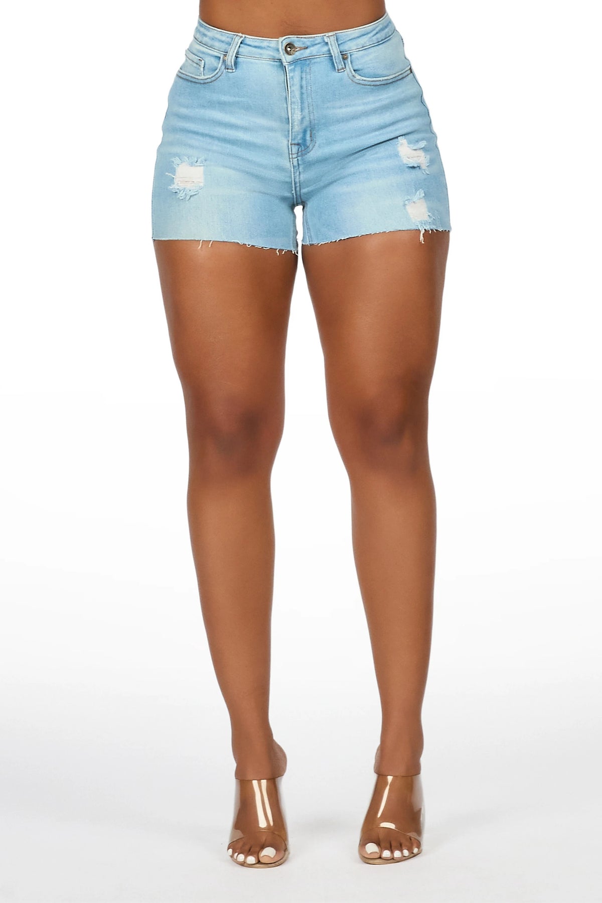 Shawntae Light Wash Distressed Denim Short