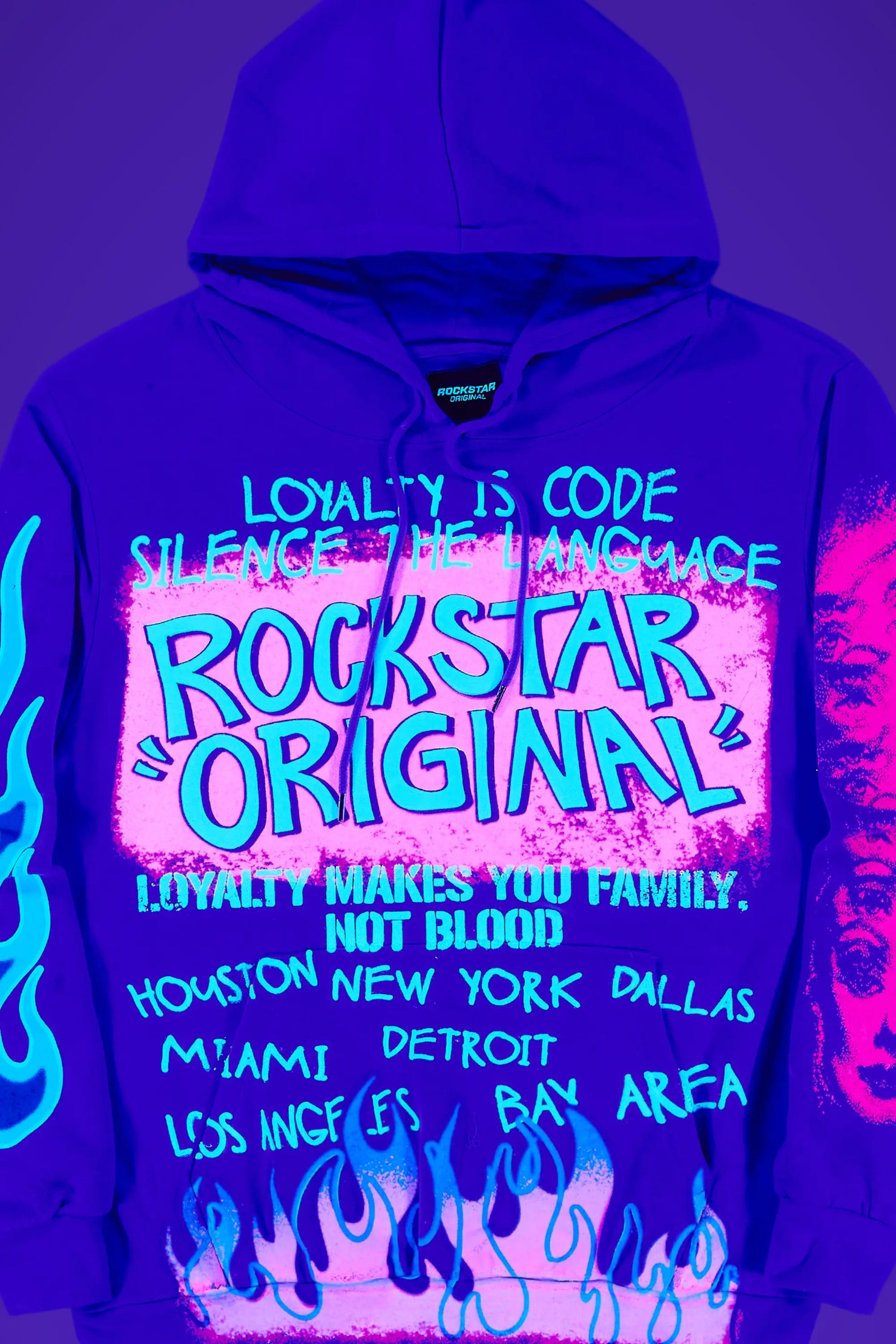 Beno Purple Distressed Graphic Hoodie