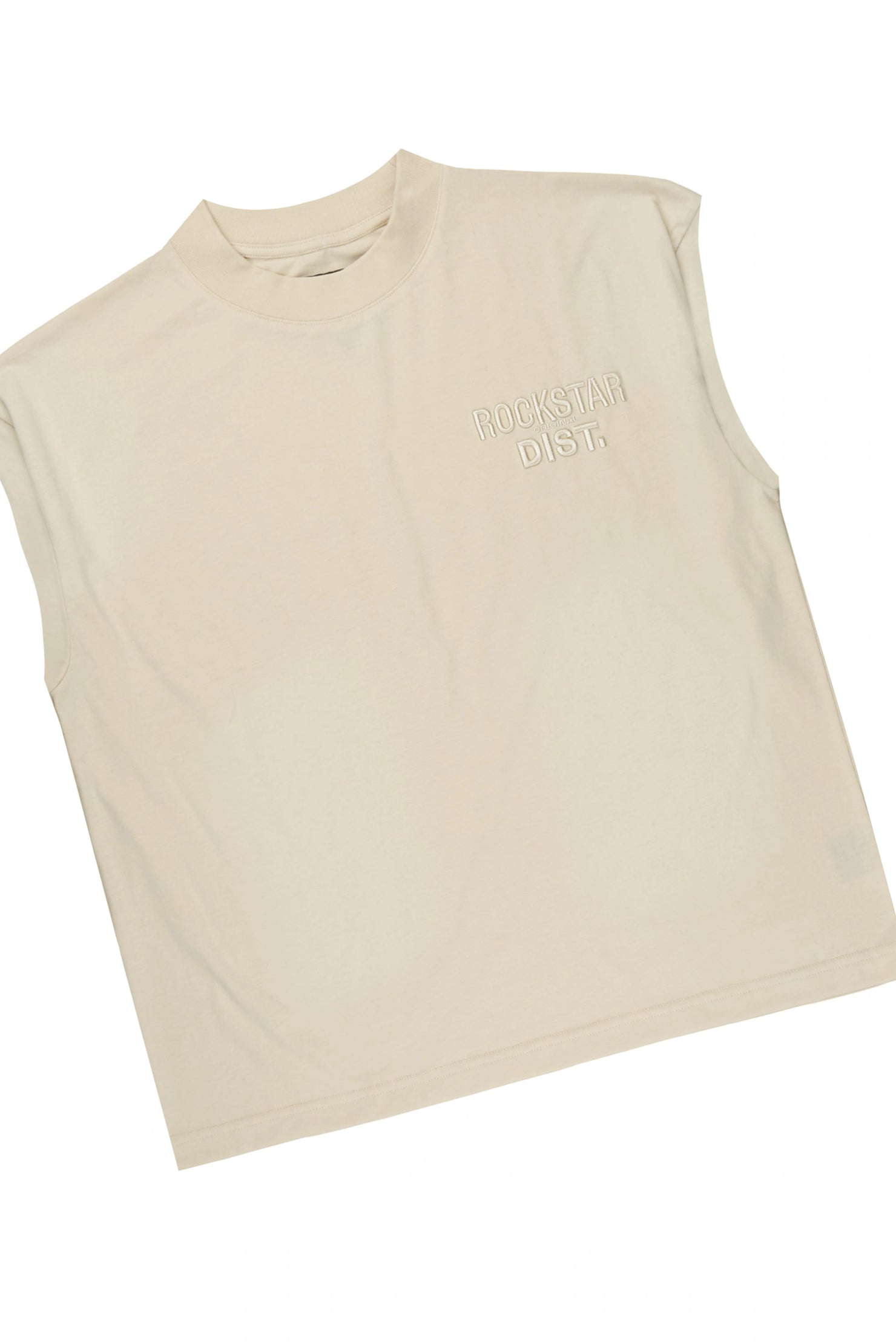 Jolan Beige Cut Sleeve T-Shirt/Jort Set