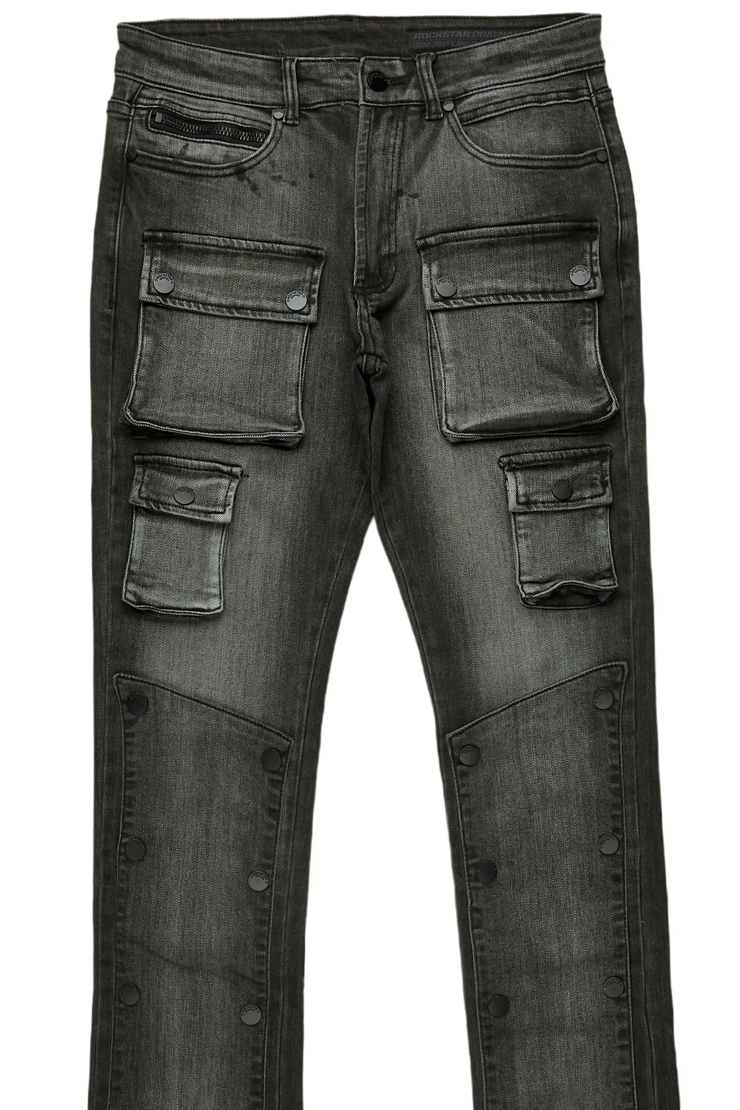 Boys Santana Dark Grey Stacked Flare Jean