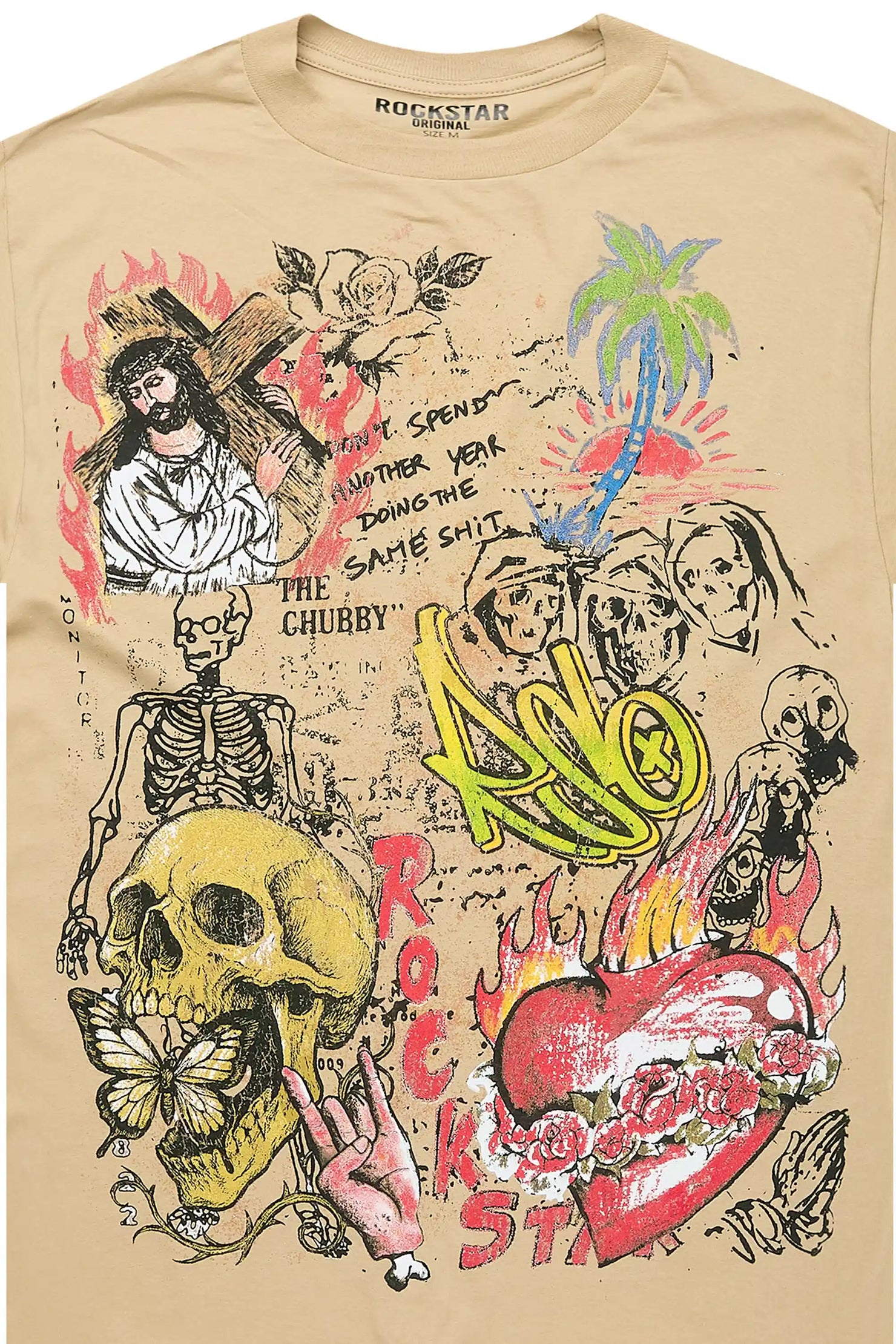 Zyver Beige Graphic T-Shirt