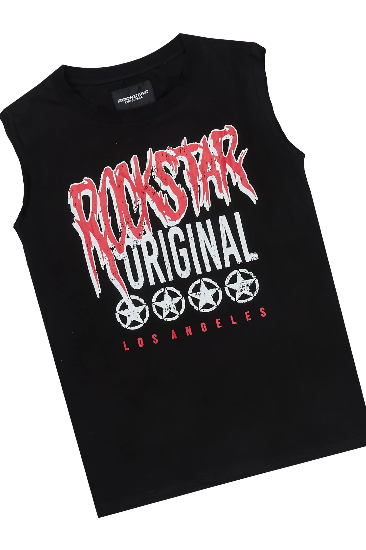 Boys Wizzurd Black Cut Off T-Shirt Stacked Pant Set