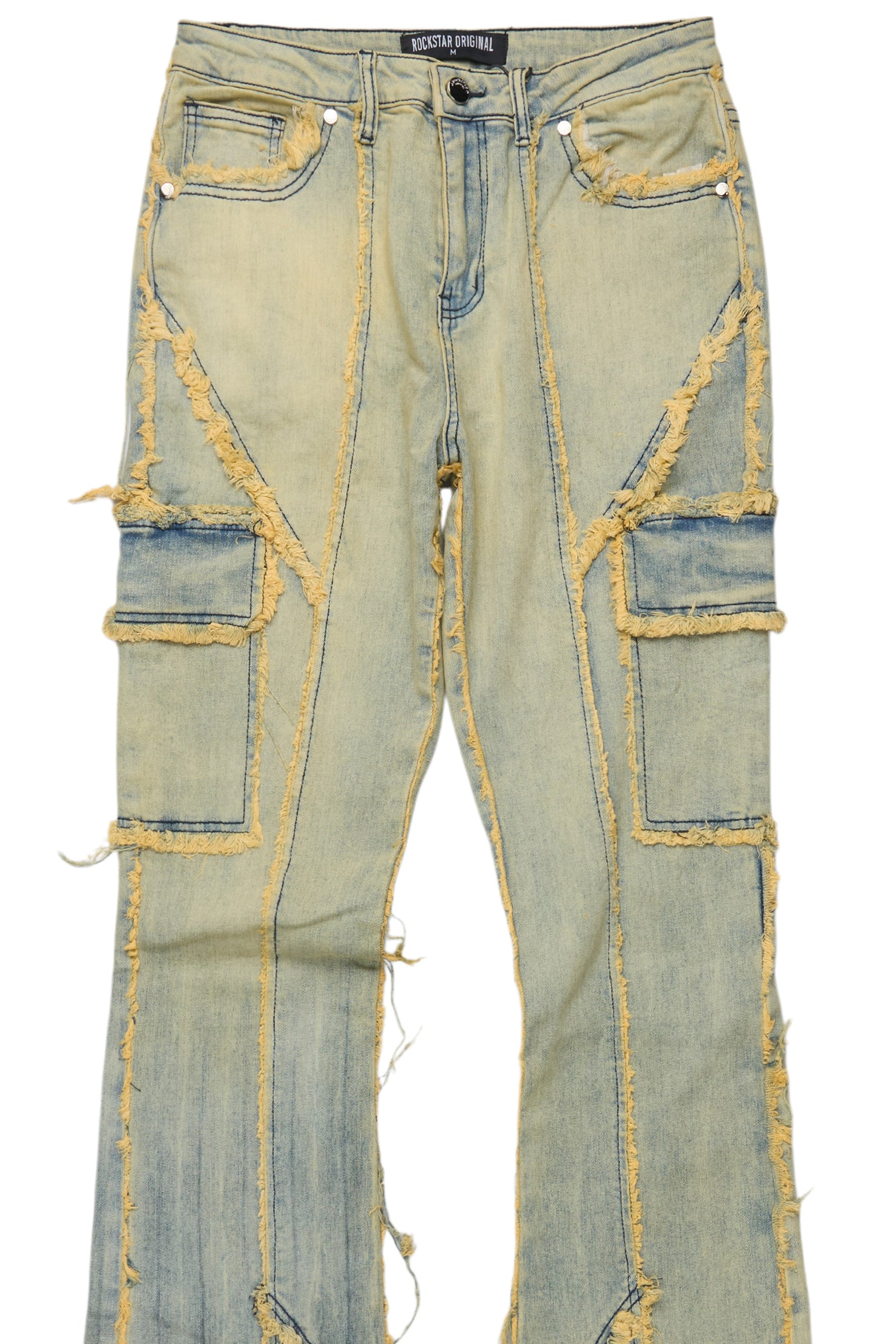 Keshia Dirty Blue Wash Stacked Flare Jean