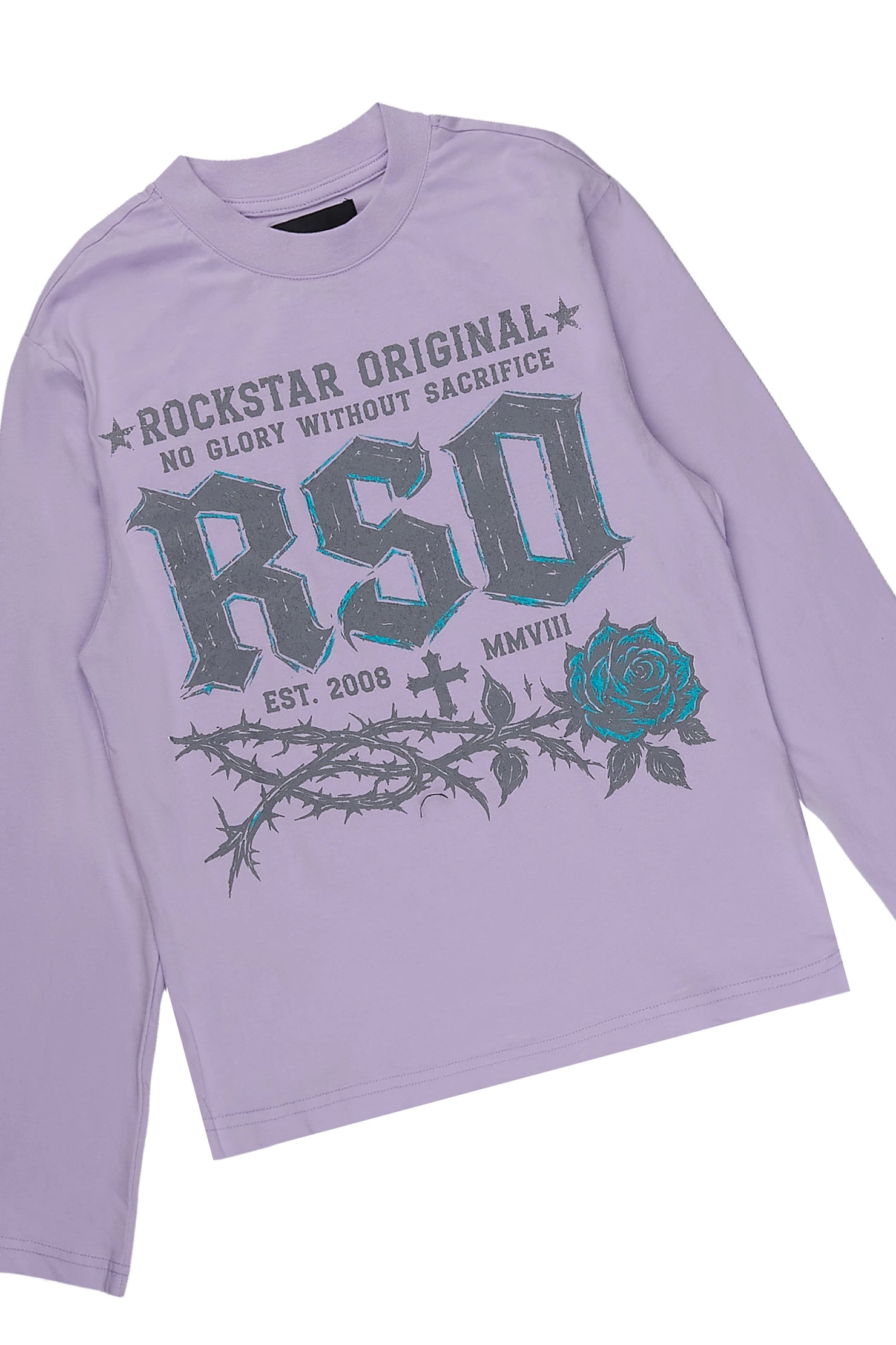 Girls Athena Lavender/Black Long Sleeve T-Shirt Stacked Jean Set