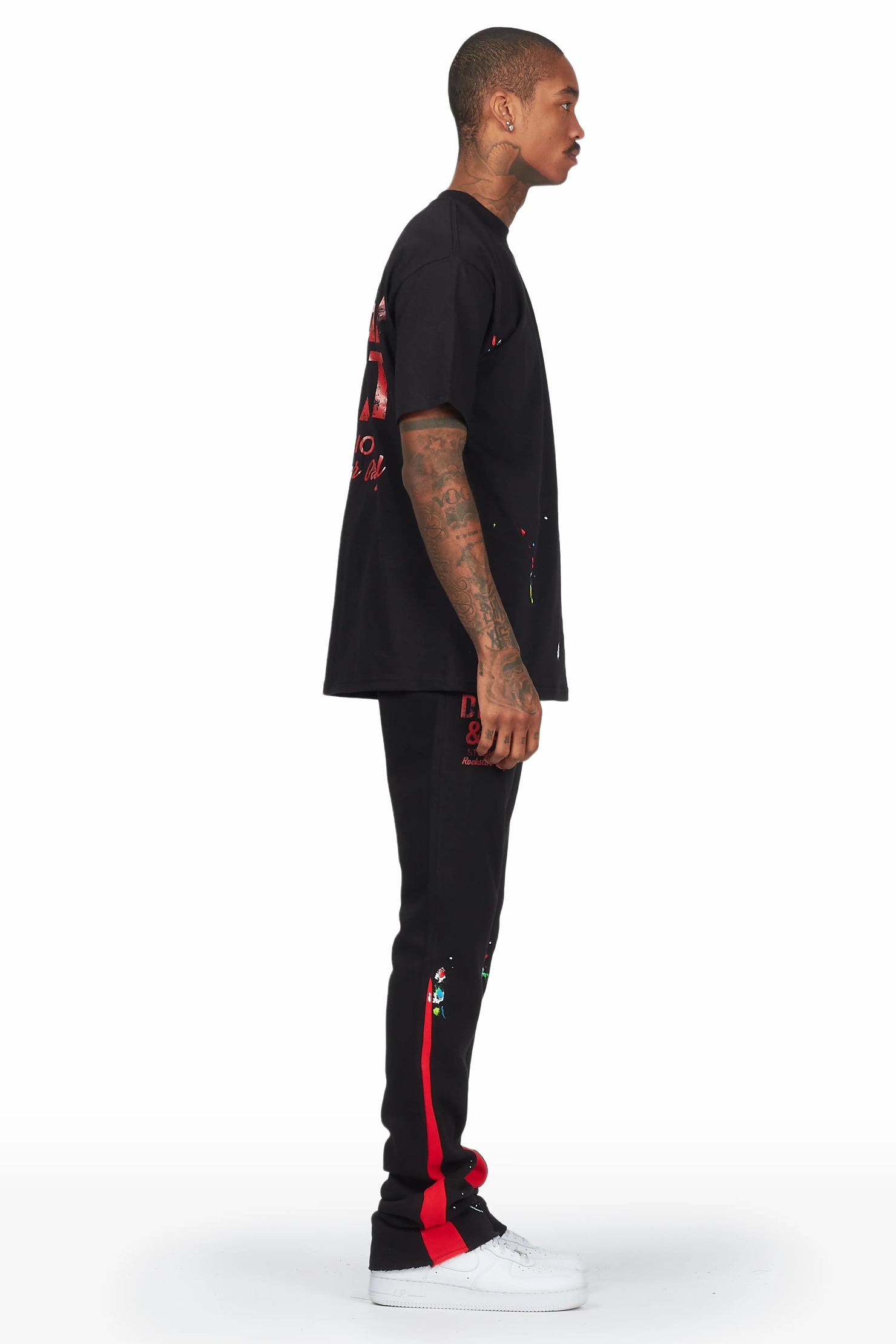 Mancha Black/Red T-Shirt Stacked Flare Track Set