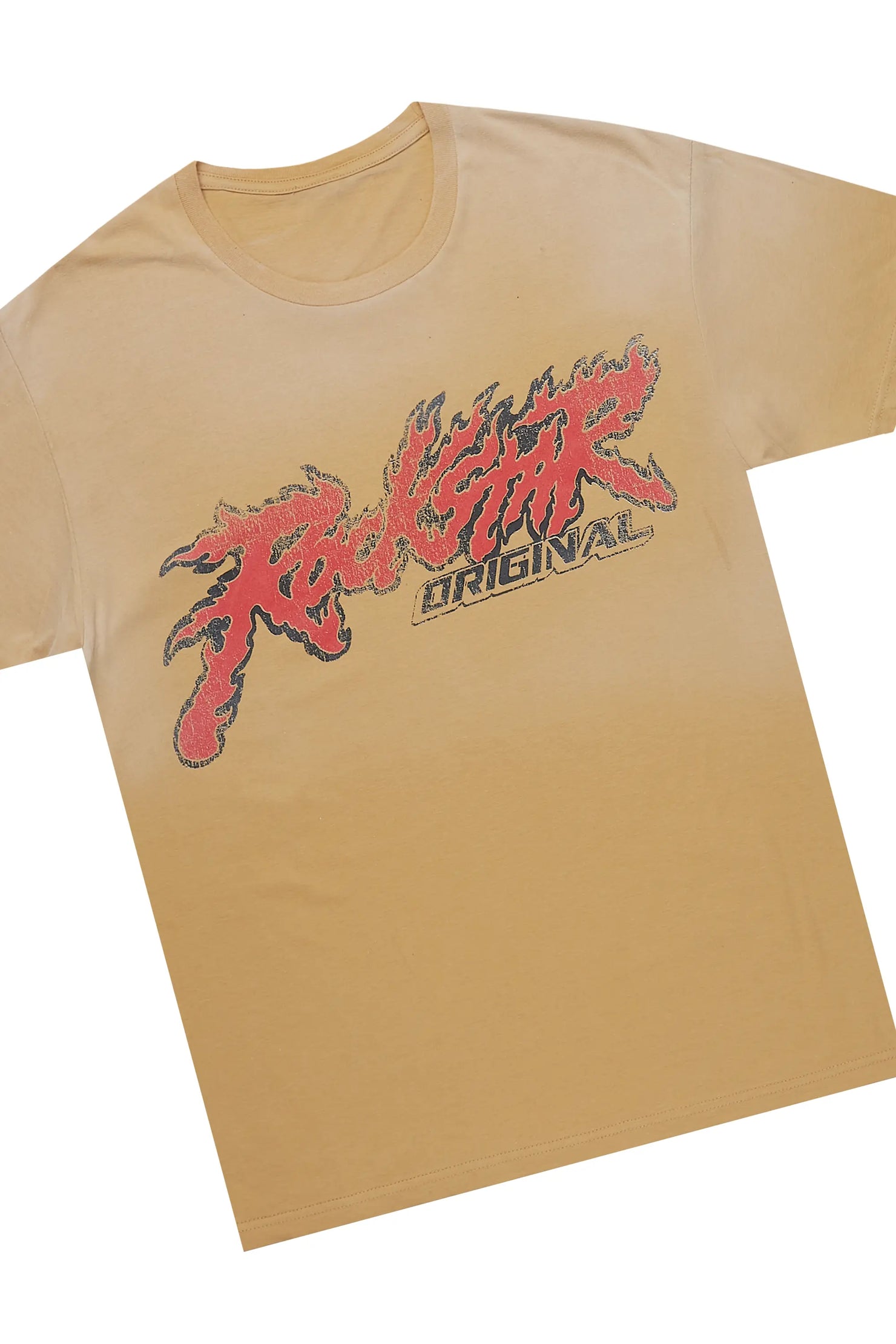 Yash Beige T-Shirt/Stacked Flare Track Pant Set