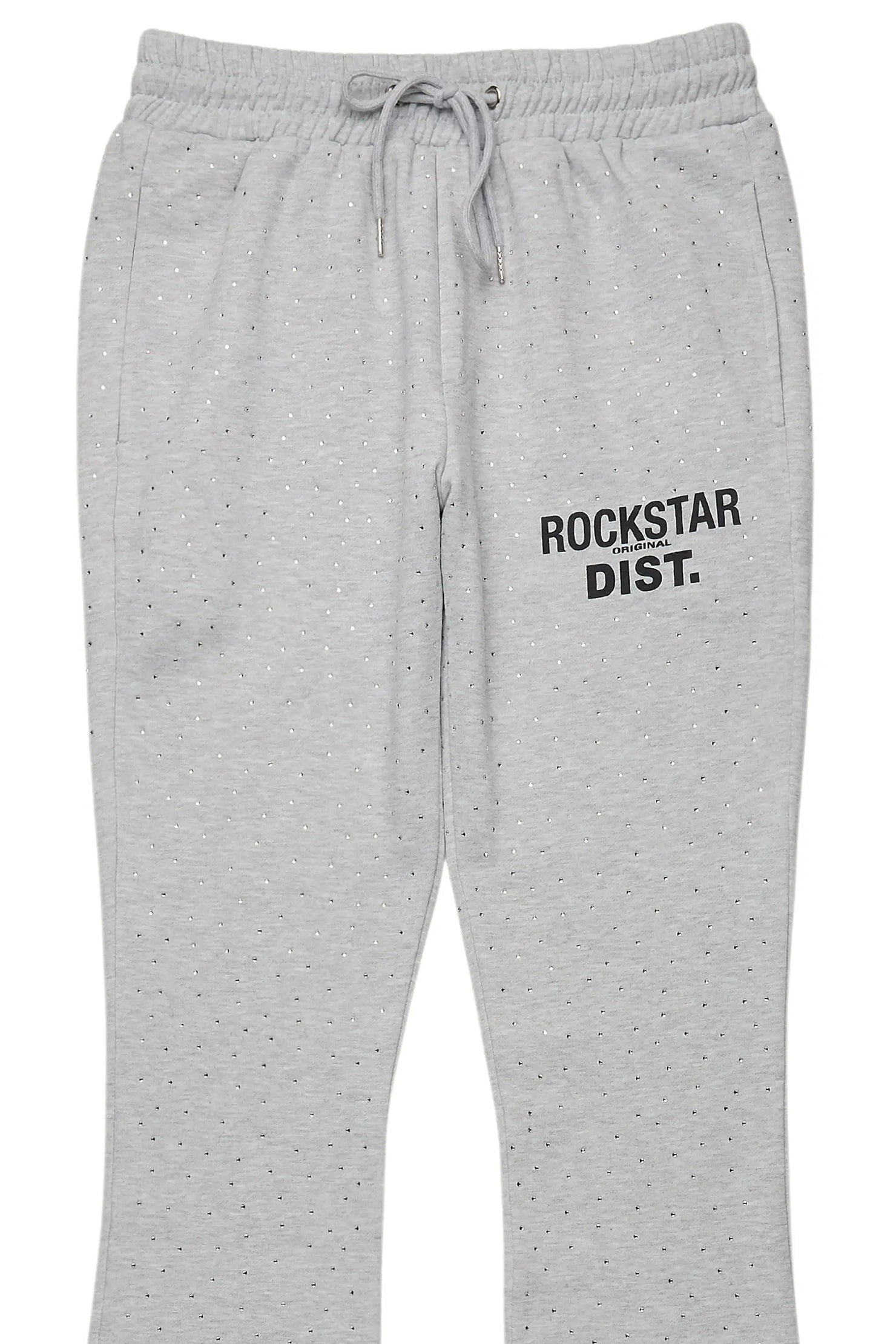 Alpine Rhinestone Heather Grey Stacked Flare Pant