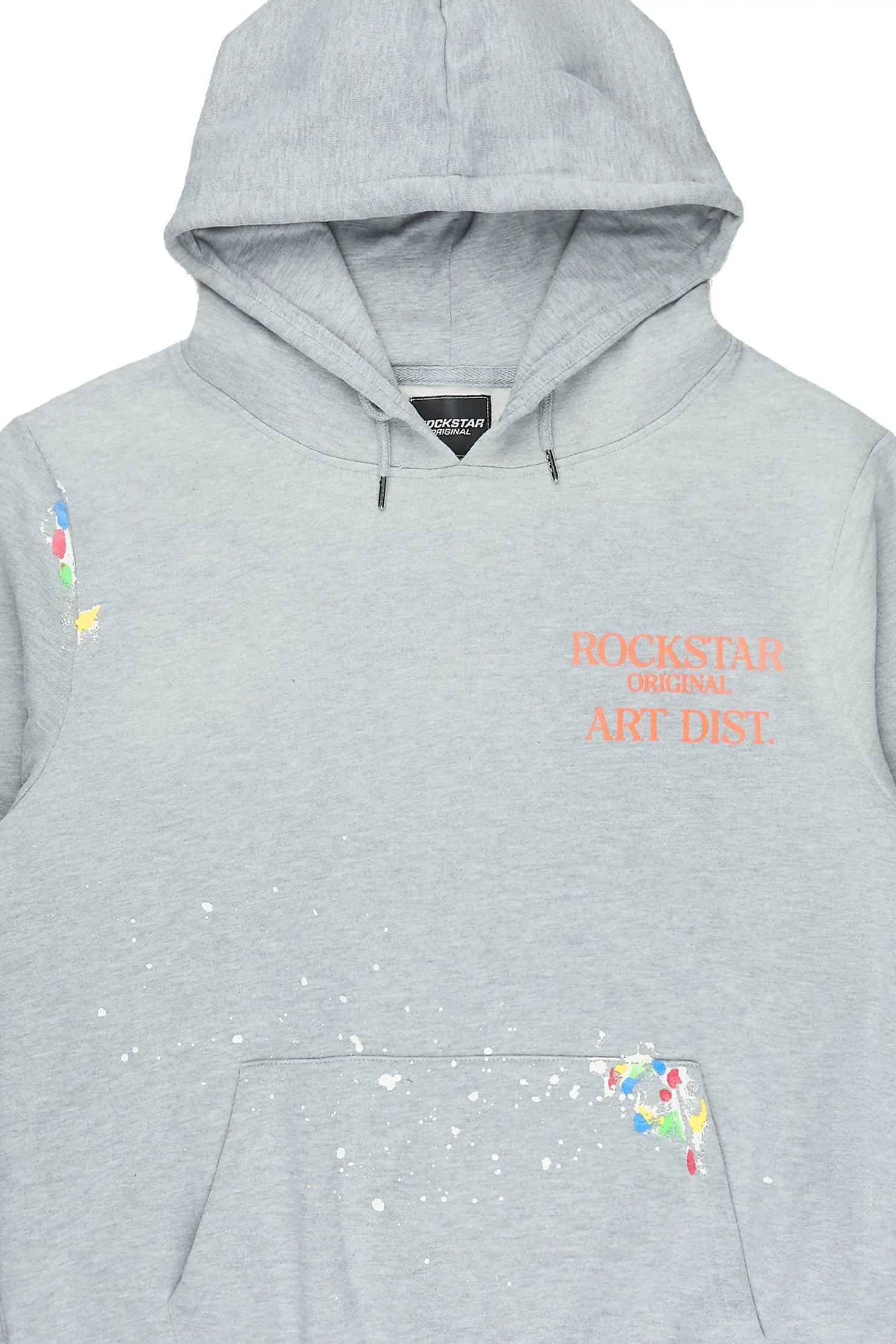 Rockstar Art Dist. Grey/Orange Graphic Hoodie