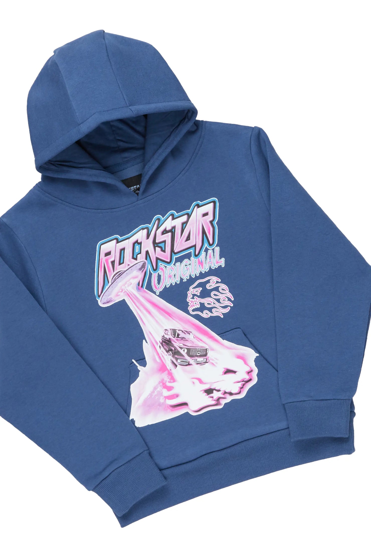 Girls Darbie Navy Hoodie Super Stacked Flare Track Set