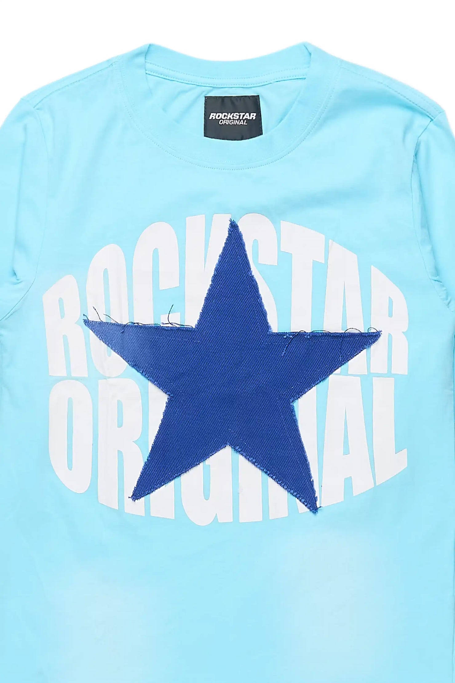 Boys State L/S Light Blue/Navy Graphic T-Shirt with Patch