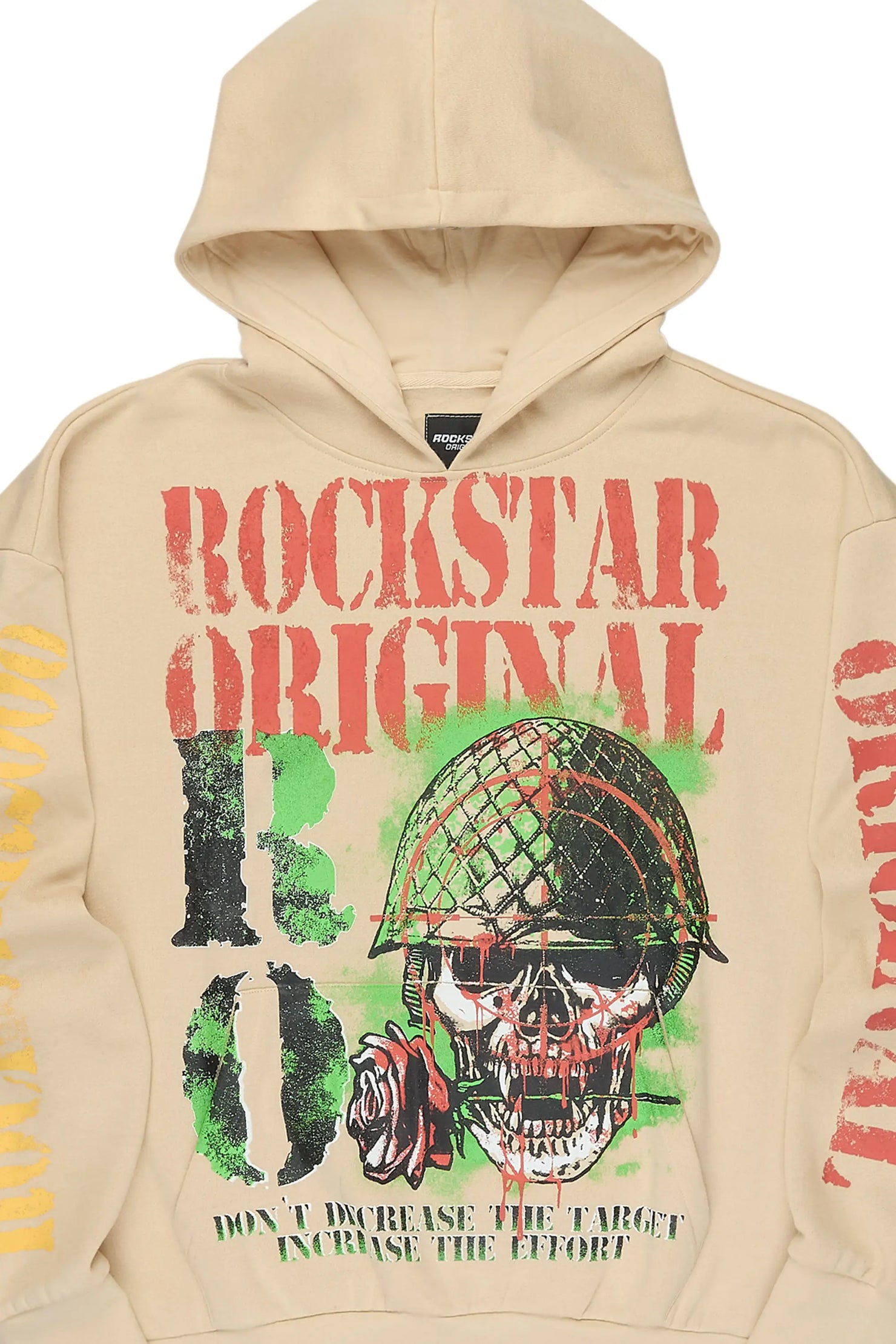 Kilshot Romance Beige Distressed Graphic Hoodie