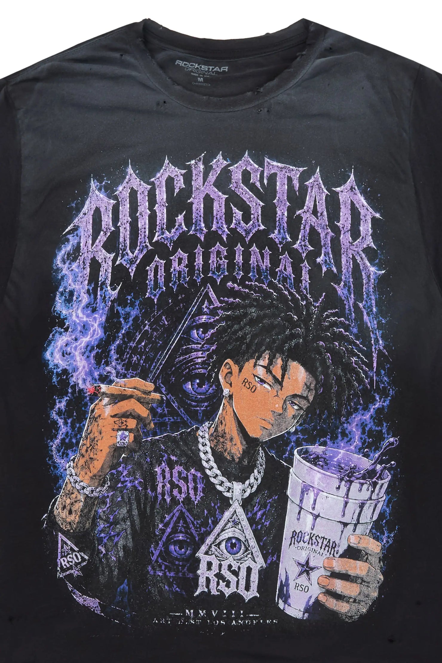 Vexler Black Oversized Graphic T-Shirt