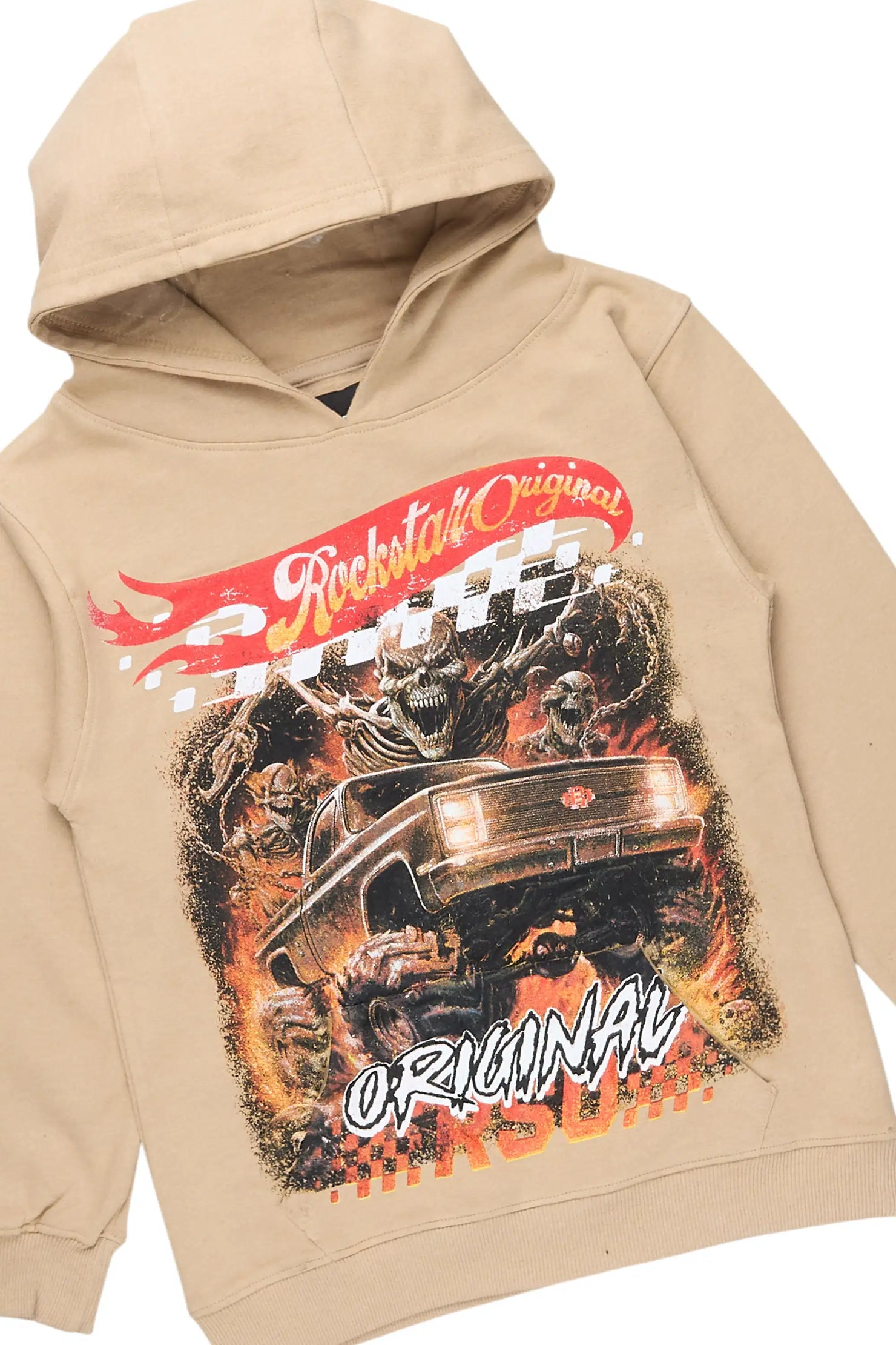 Boys Dreamer Beige/Black Hoodie/Stacked Flare Track Set