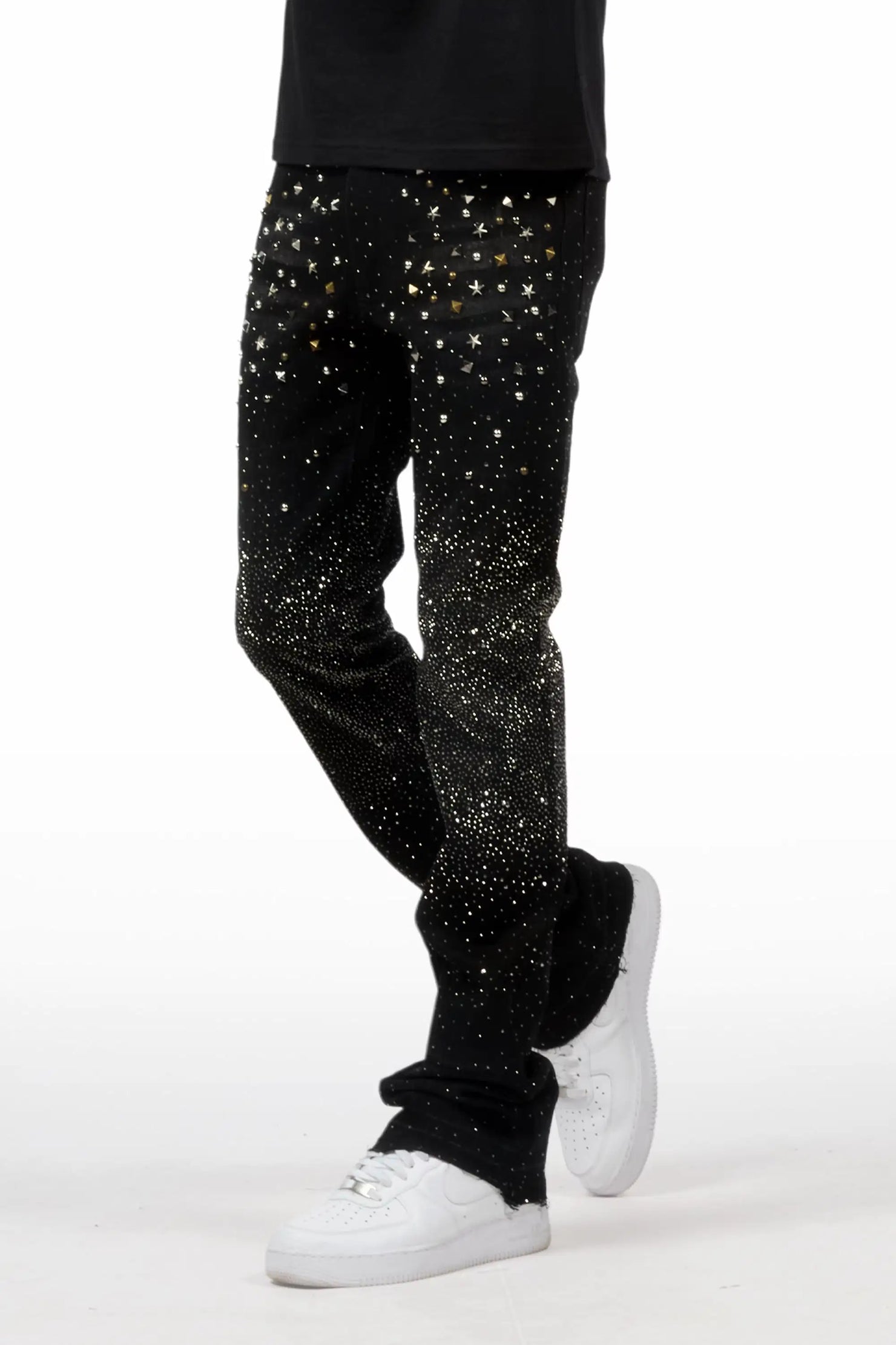 Onyx Dark Grey Stacked Flare Jean