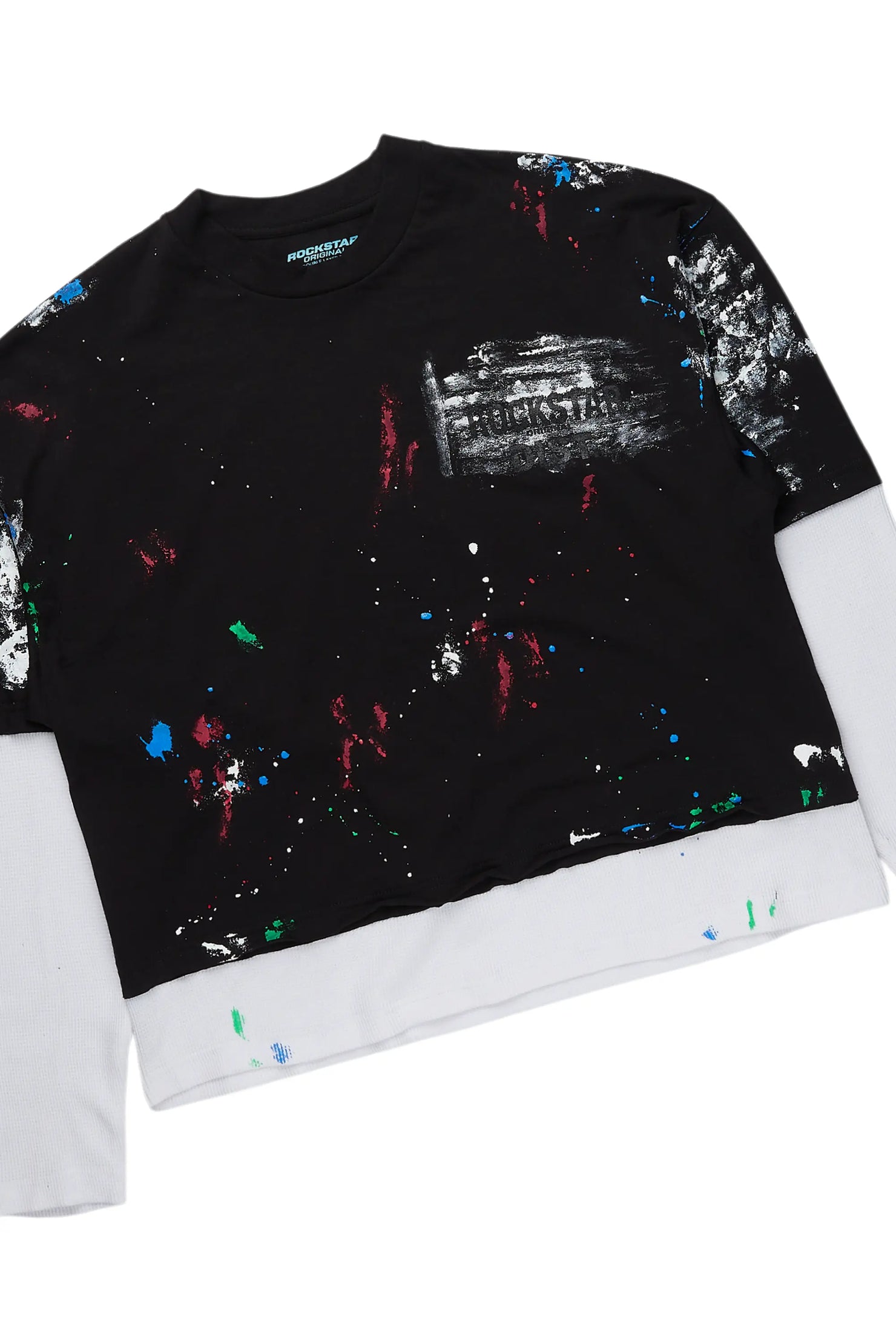 Farrow Black Painter Double Layer T-Shirt/Stacked Flare Jean Bundle