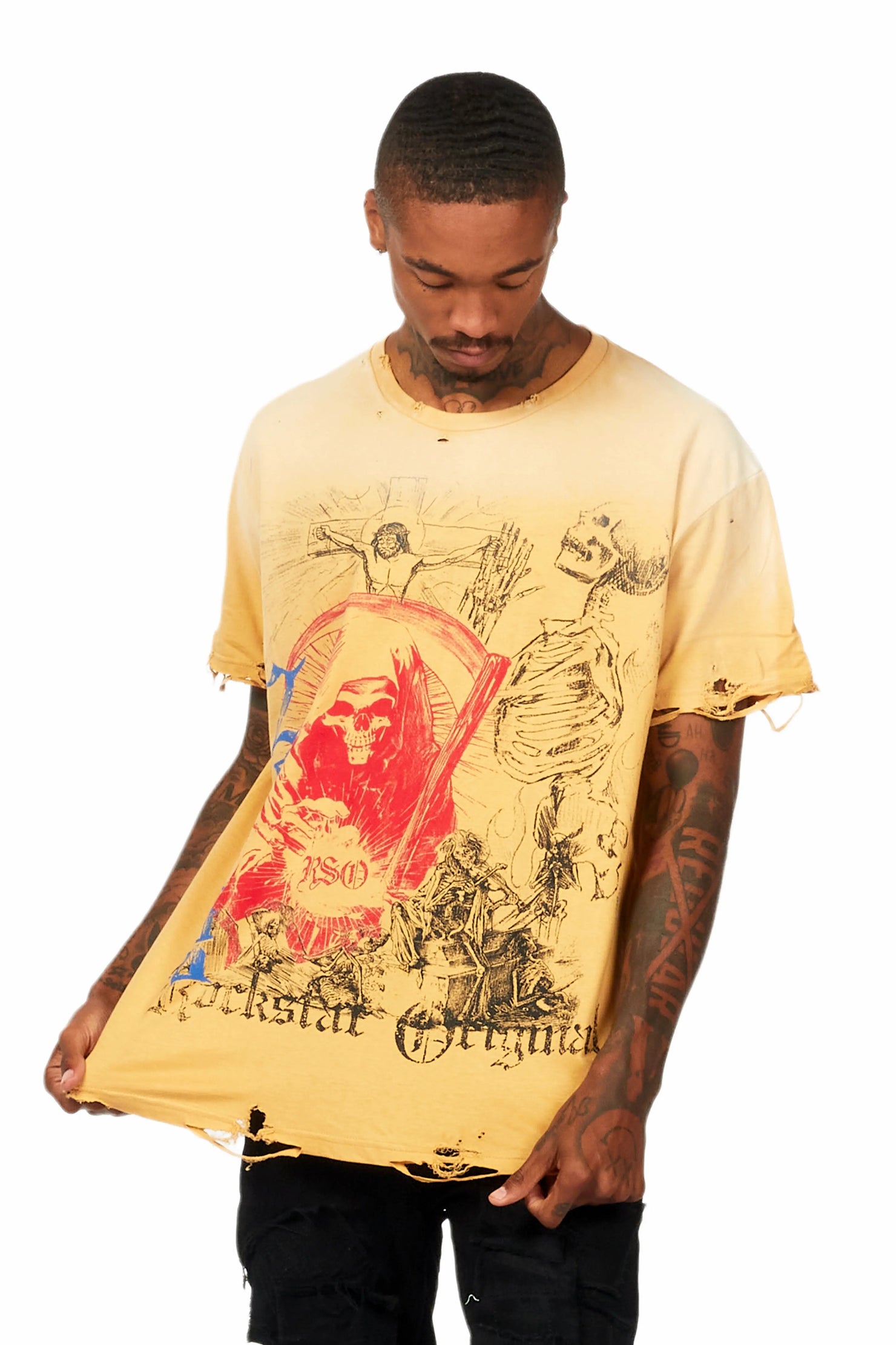 Jesusave Beige Oversized Graphic T-Shirt