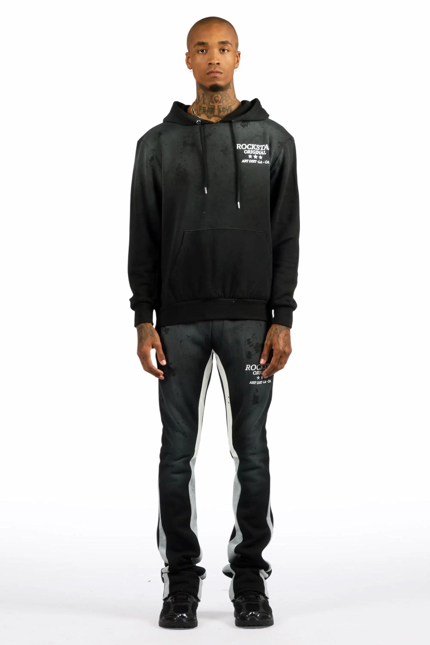 Damek Black/Grey Hoodie/Stacked Flare Track Set