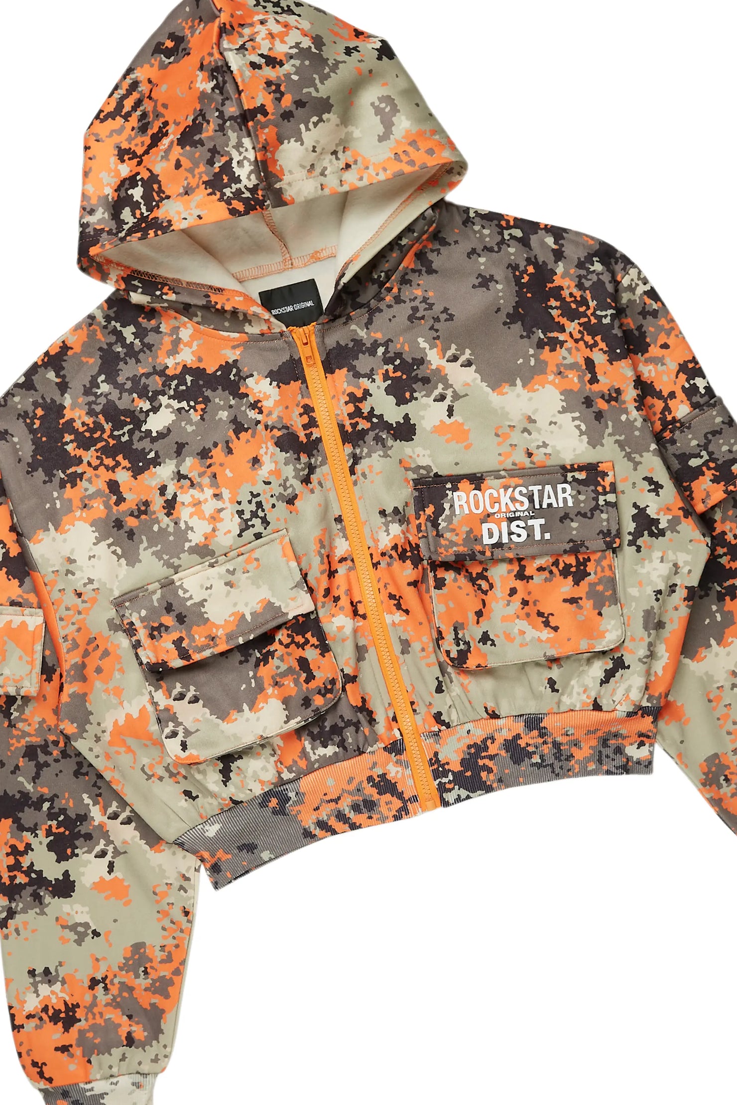 Shaneka Orange Digital Camo Cargo Short Set