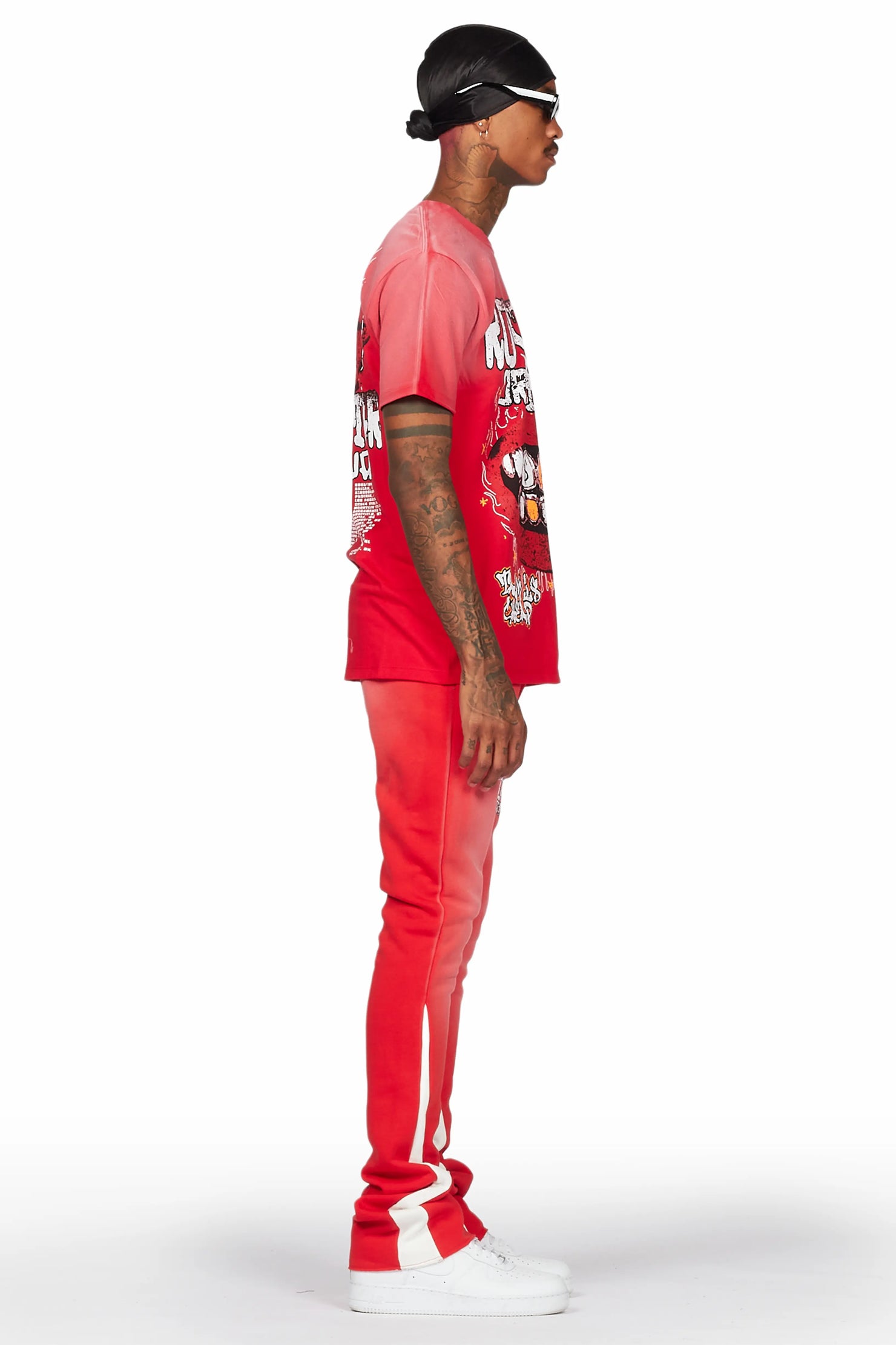 Kizzma Red T-Shirt/Stacked Flare Pant Set