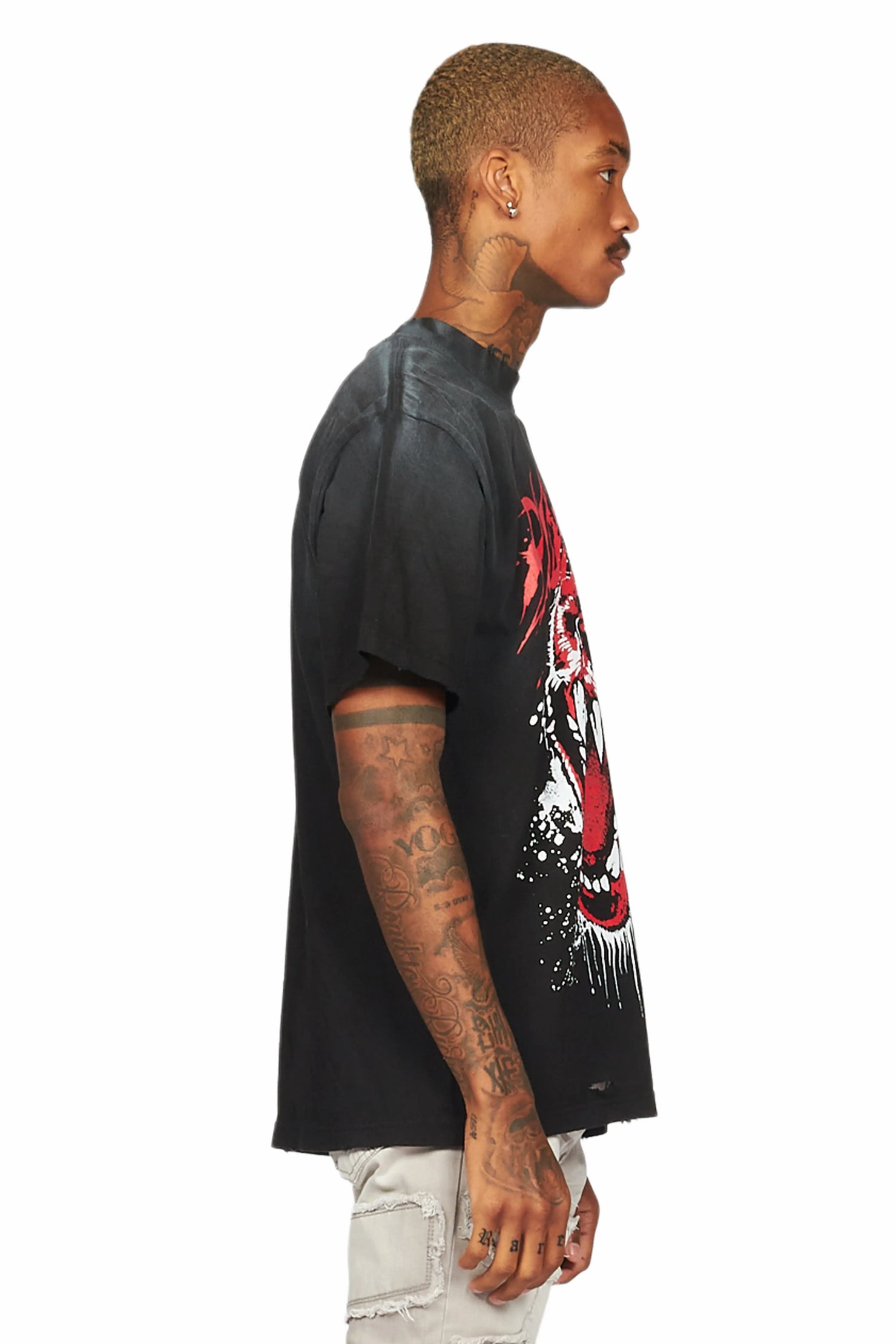 Griff Black Graphic Oversized T-Shirt