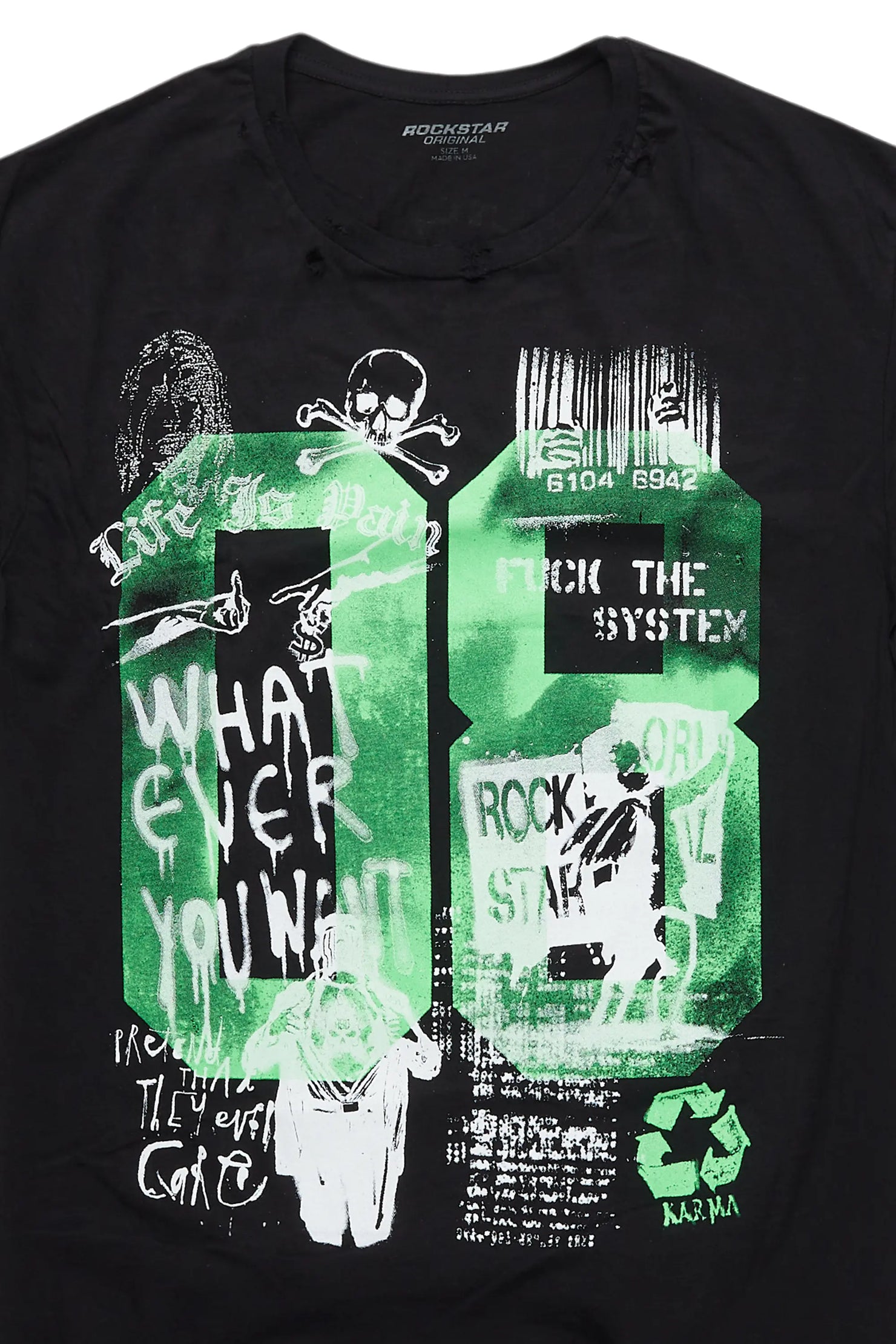 Grill Black/Green Graphic Oversized T-Shirt