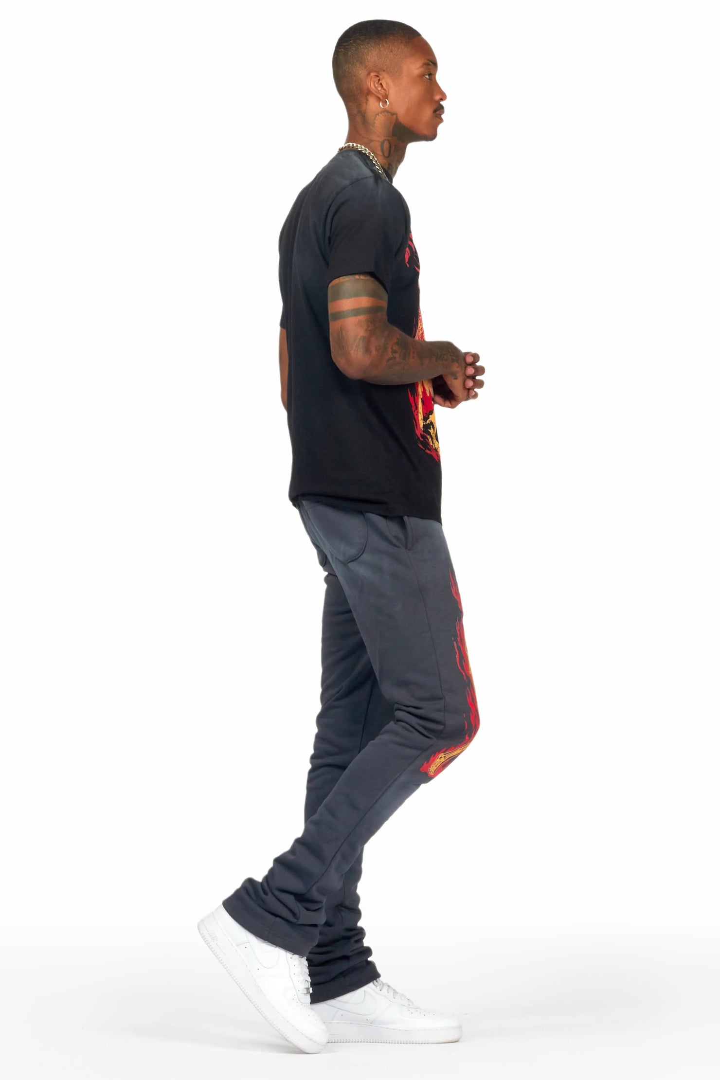Waho Charcoal/Black T-Shirt/Stacked Flare Track Set