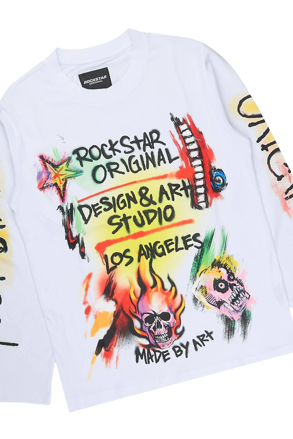Boys Soweto White/Black Long Sleeve Graphic T-Shirt Track Set