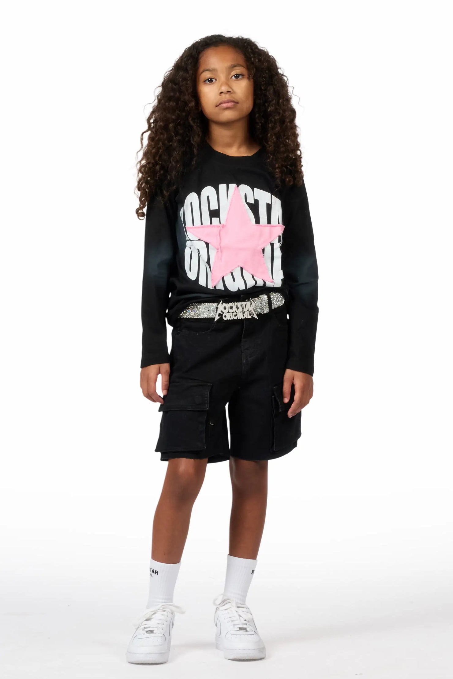 Girls Vary Long Sleeve T-Shirt/Denim Short Set
