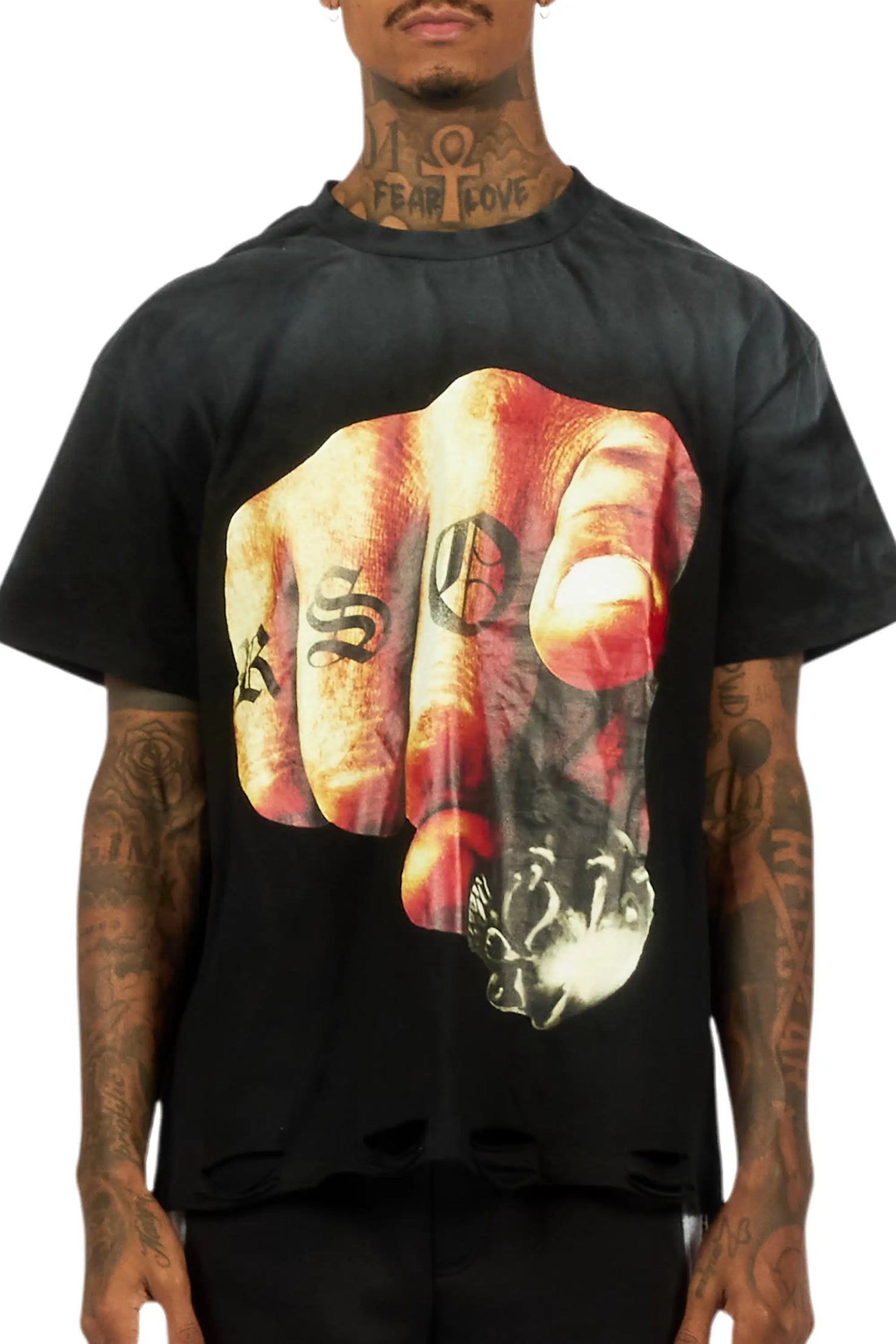 Xayon Black Oversized Graphic T-Shirt