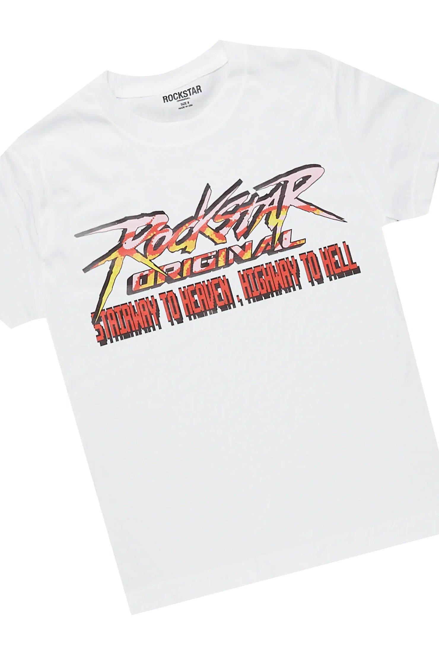 Boys Sagen White T-Shirt/Stacked Flare Jean Set