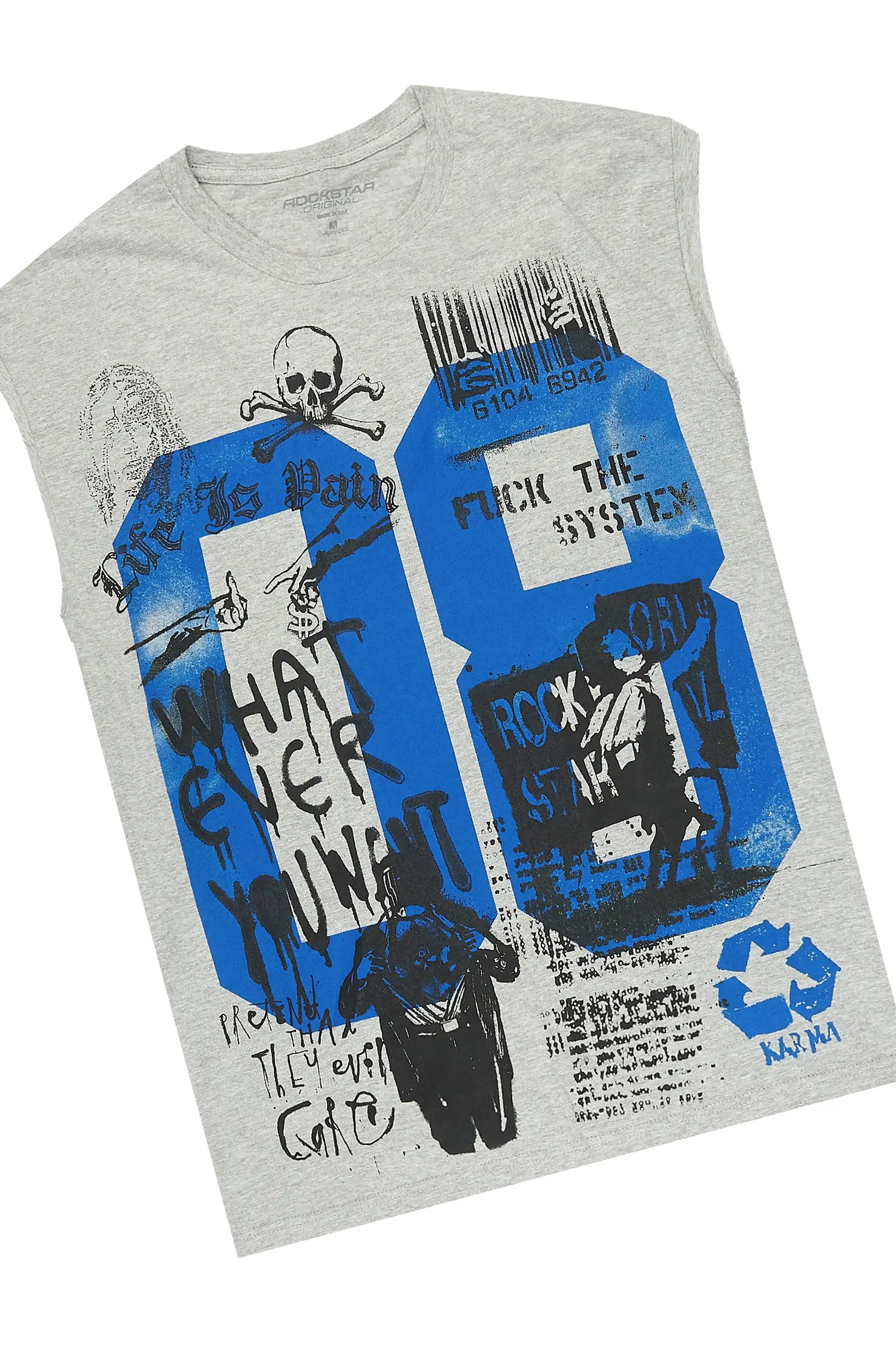 Grill 3.0 Heather Grey/Grey Oversized Graphic T-Shirt & Mahesh Baggy Cargo Jean Short