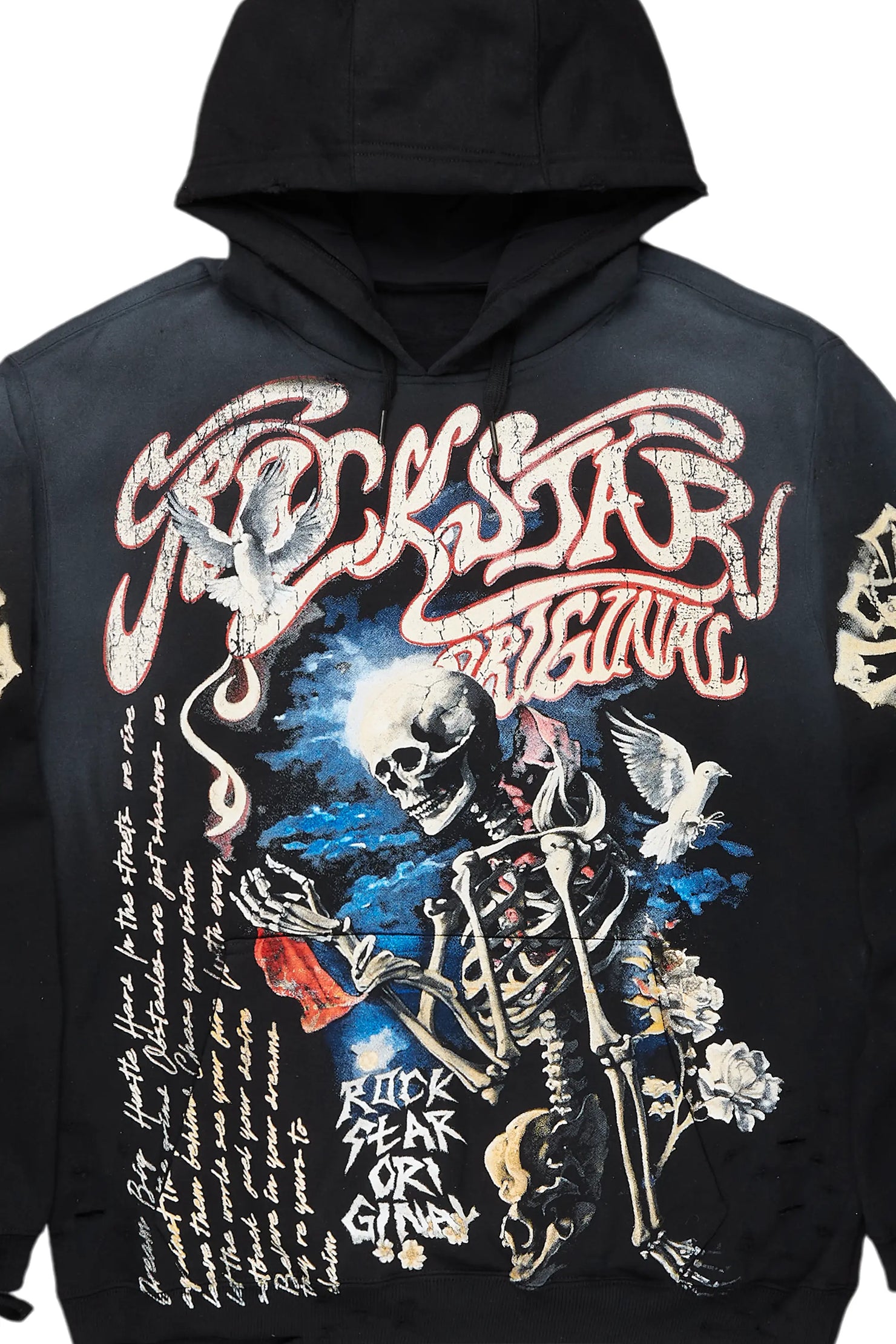 Danby Black Graphic Distressed Hoodie