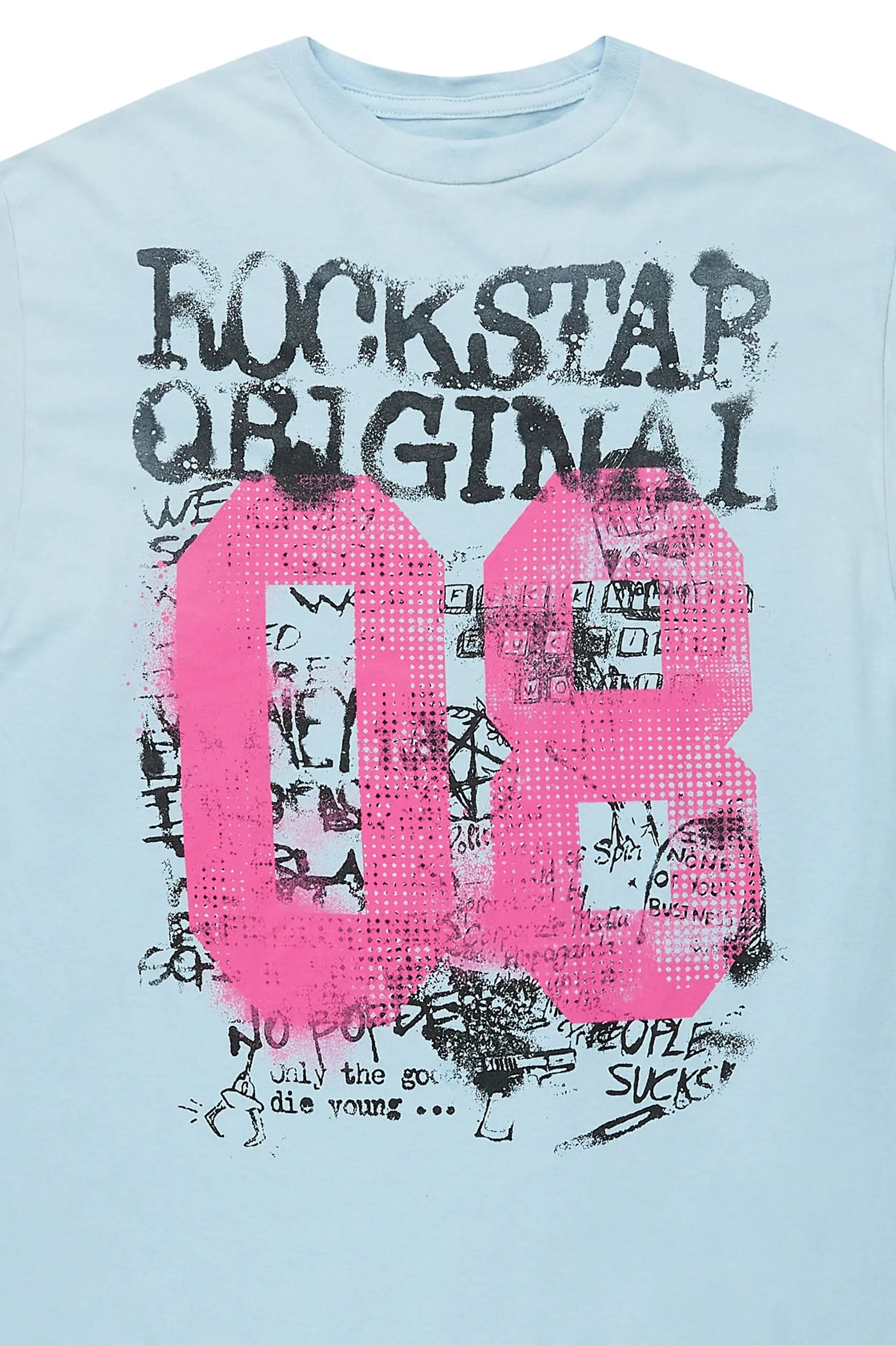 Addax Blue Graphic Oversized T-Shirt