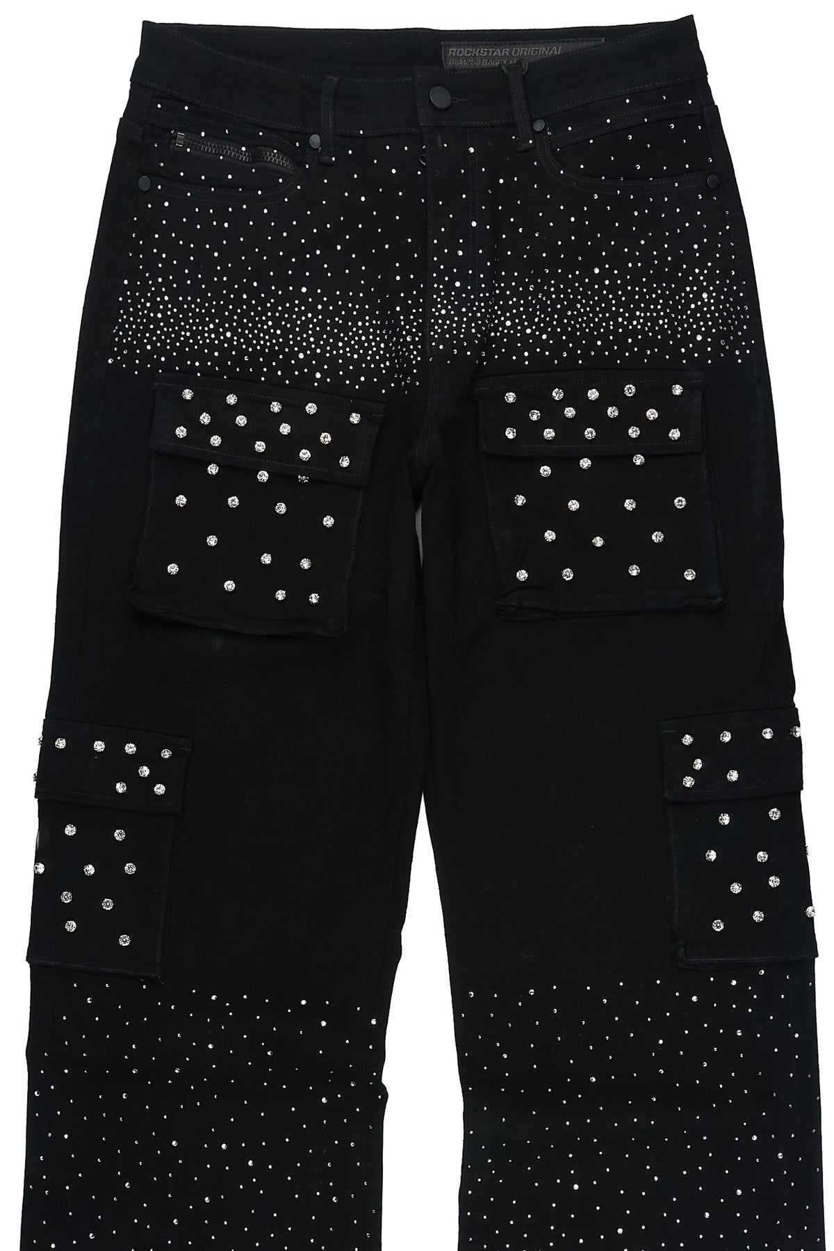 Arman Black Rhinestones Baggy Fit Jeans
