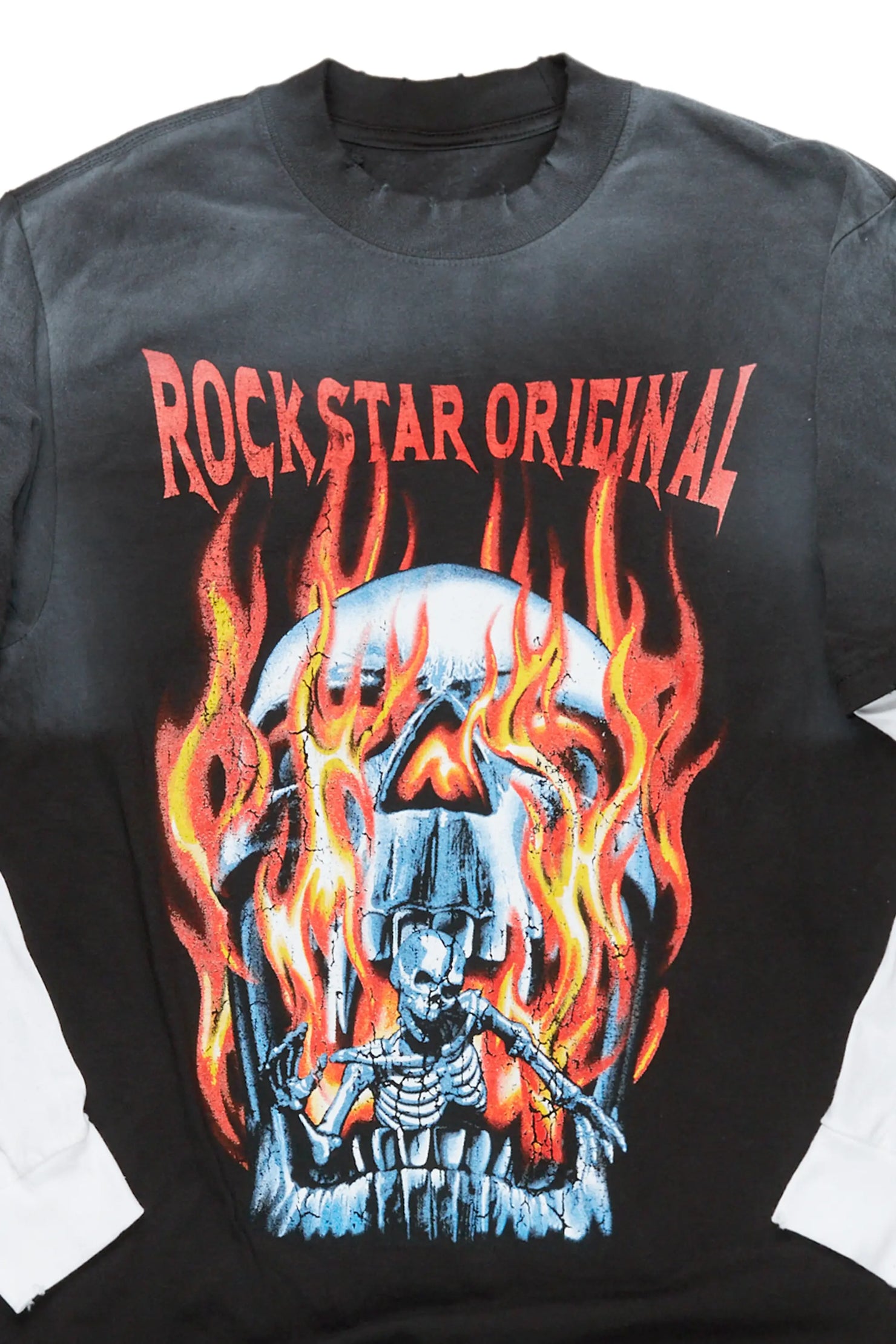 Suspect Black Double Layer Long Sleeve Graphic T-Shirt