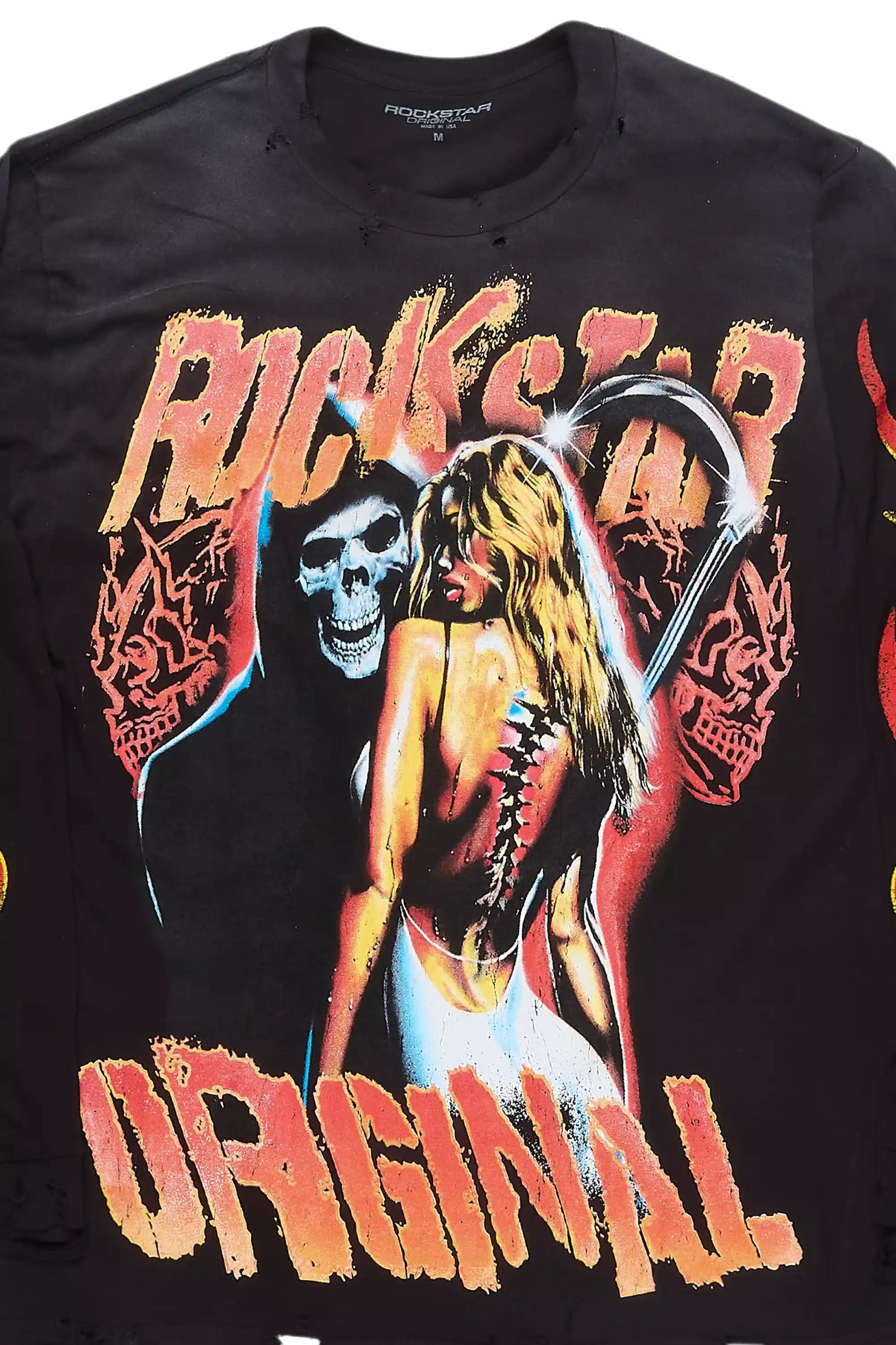 Zo Black/Orange Long Sleeve Graphic T-Shirt