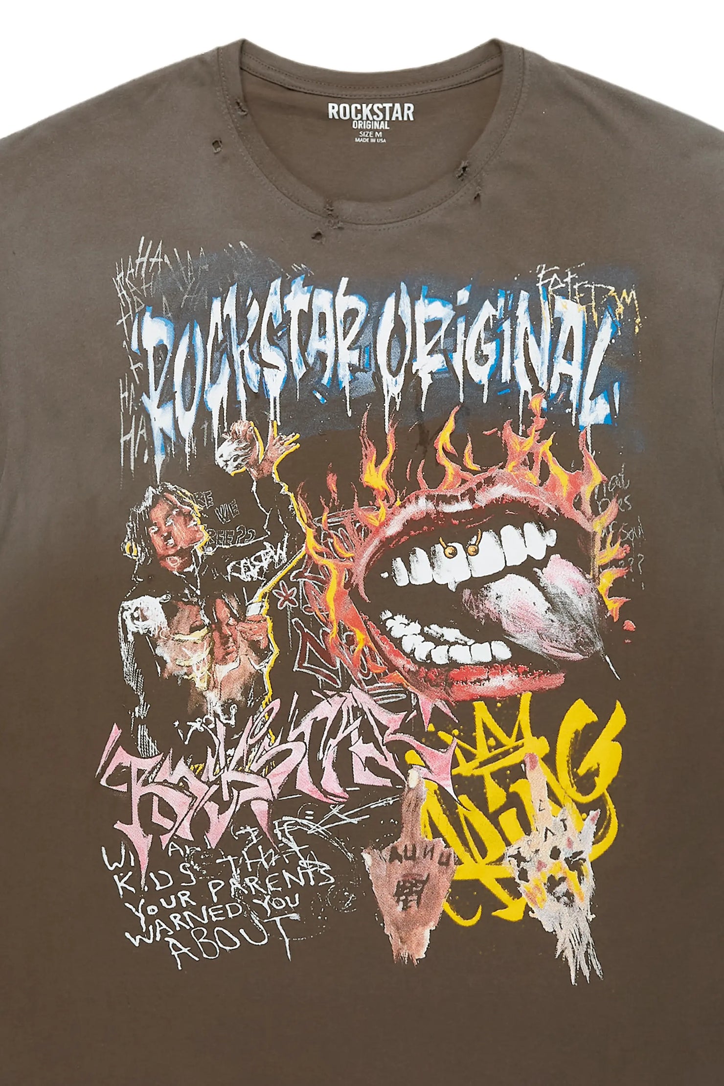 Yooz Charcoal Graphic Oversized T-Shirt