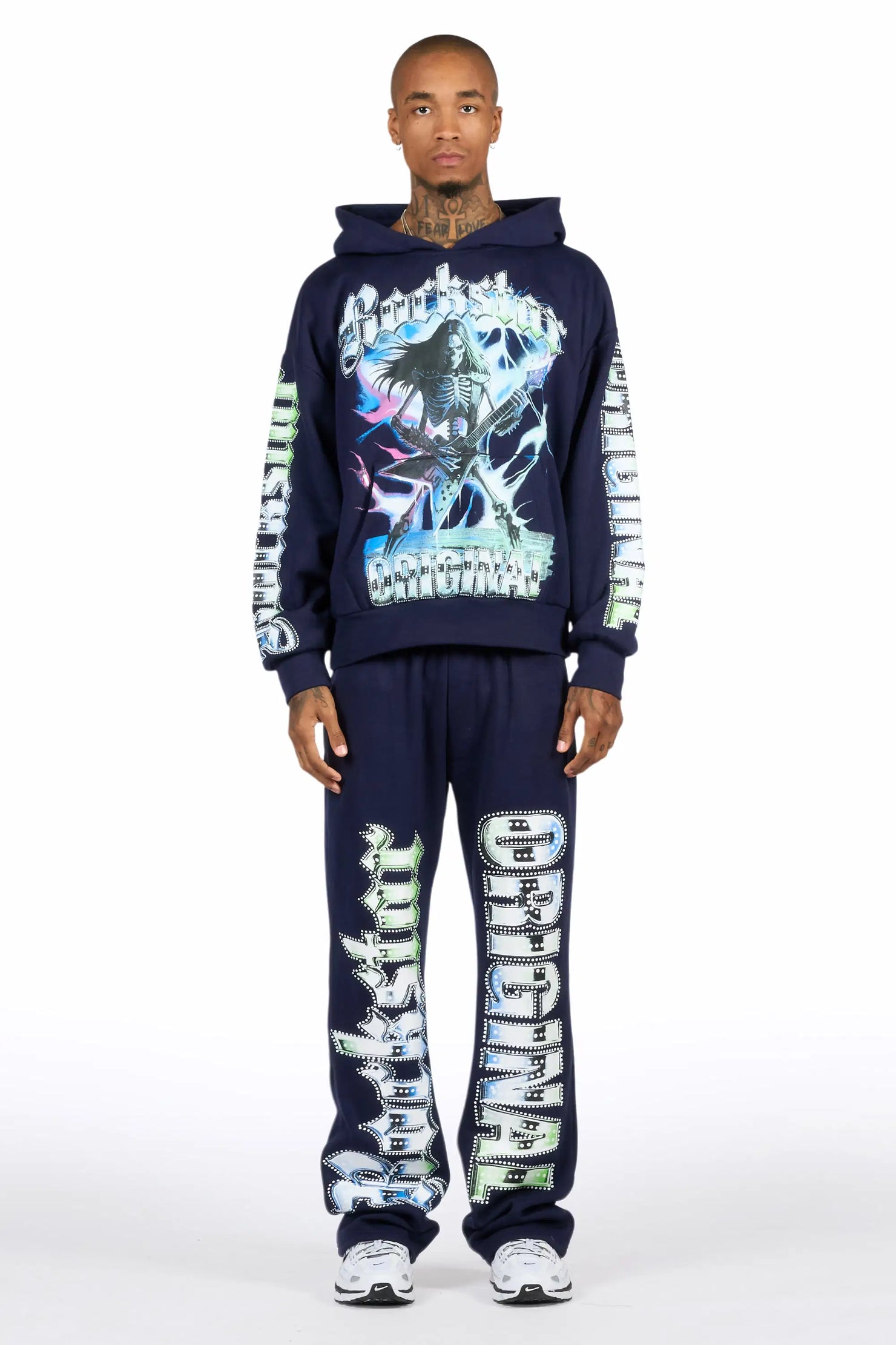 Nyxx Navy Hoodie/Baggy Pant Track Set