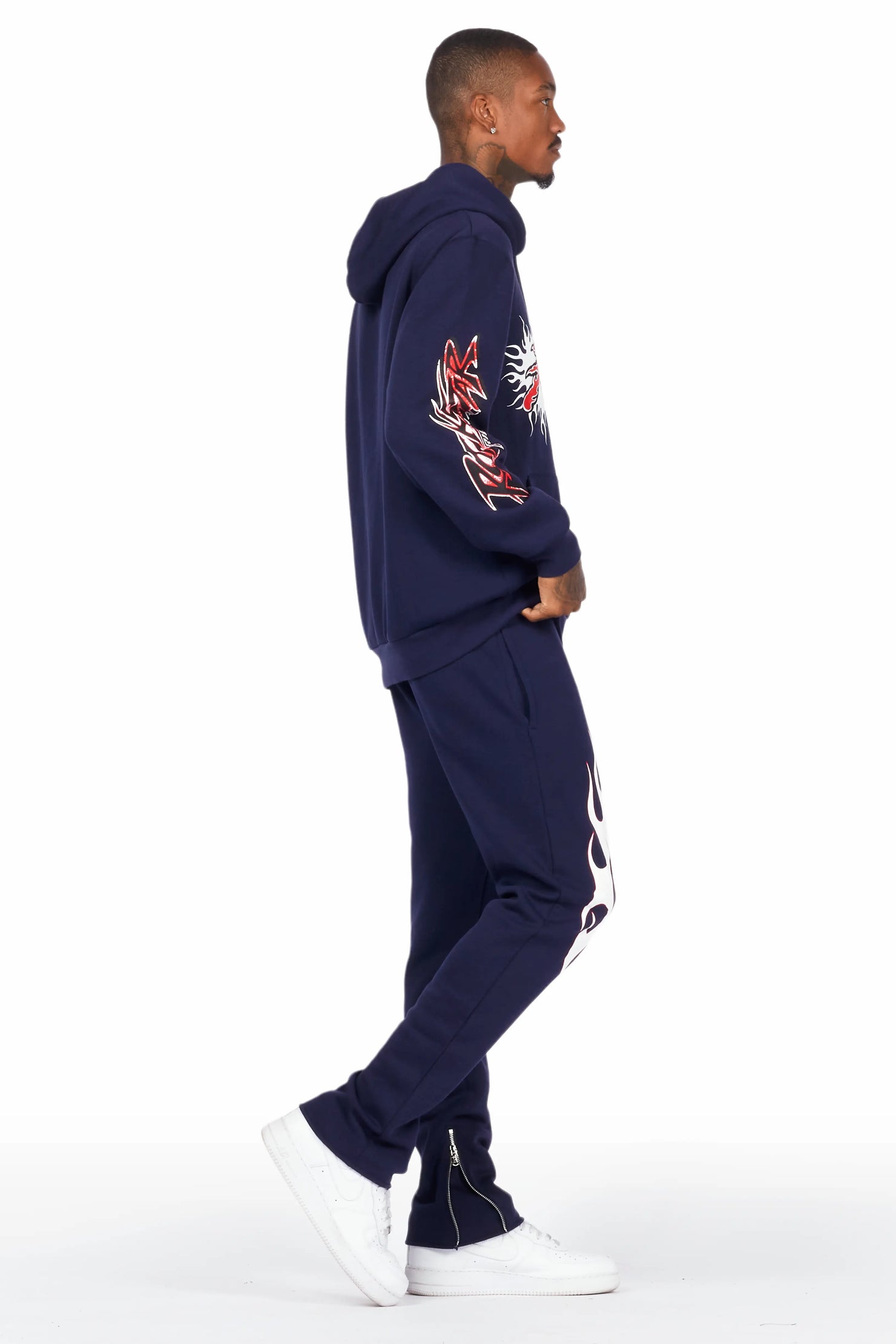 Tidus Navy Slim Fit Track Set