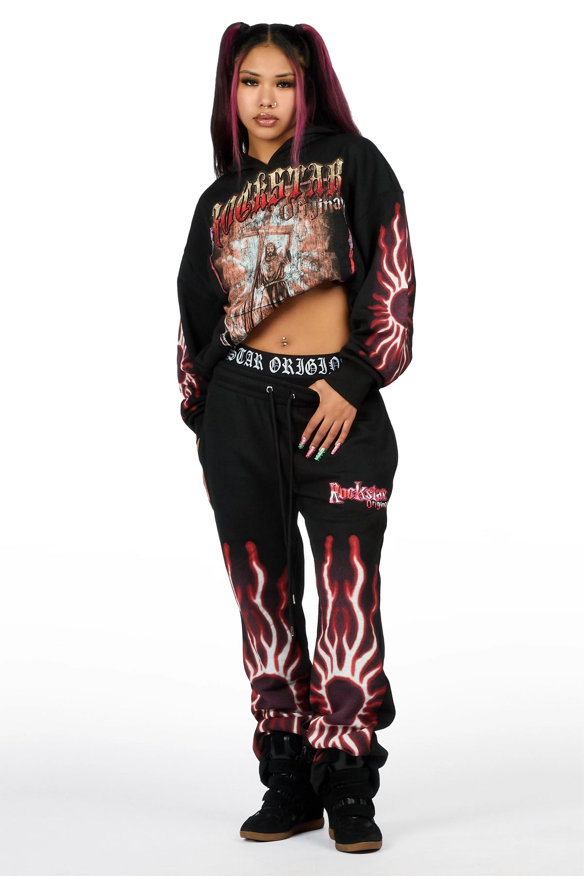 Xandria Black/Red Graphic Baggy Fit Track Set