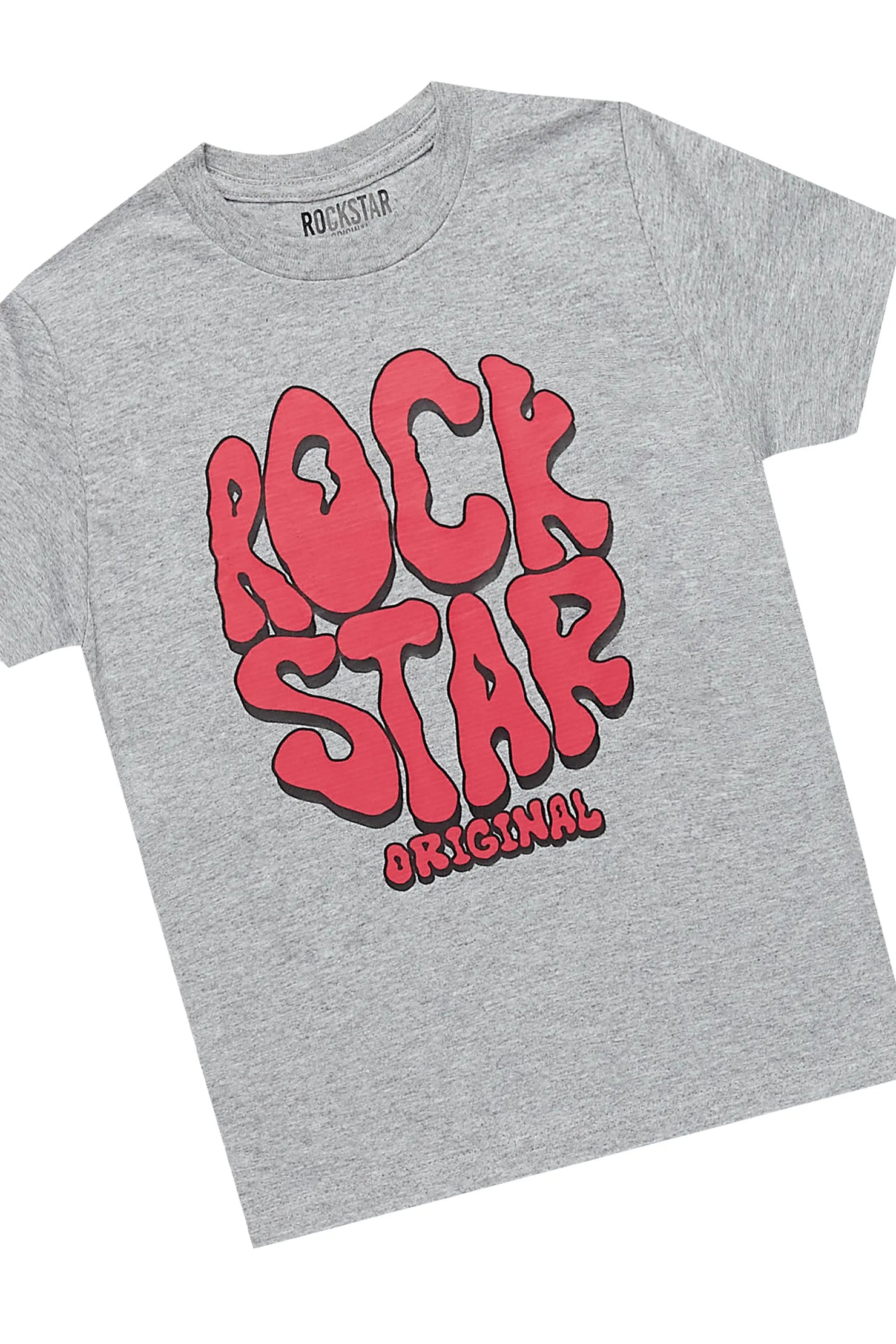 Girls Cassia Grey/Blue T-Shirt/Stacked Flare Jean Set