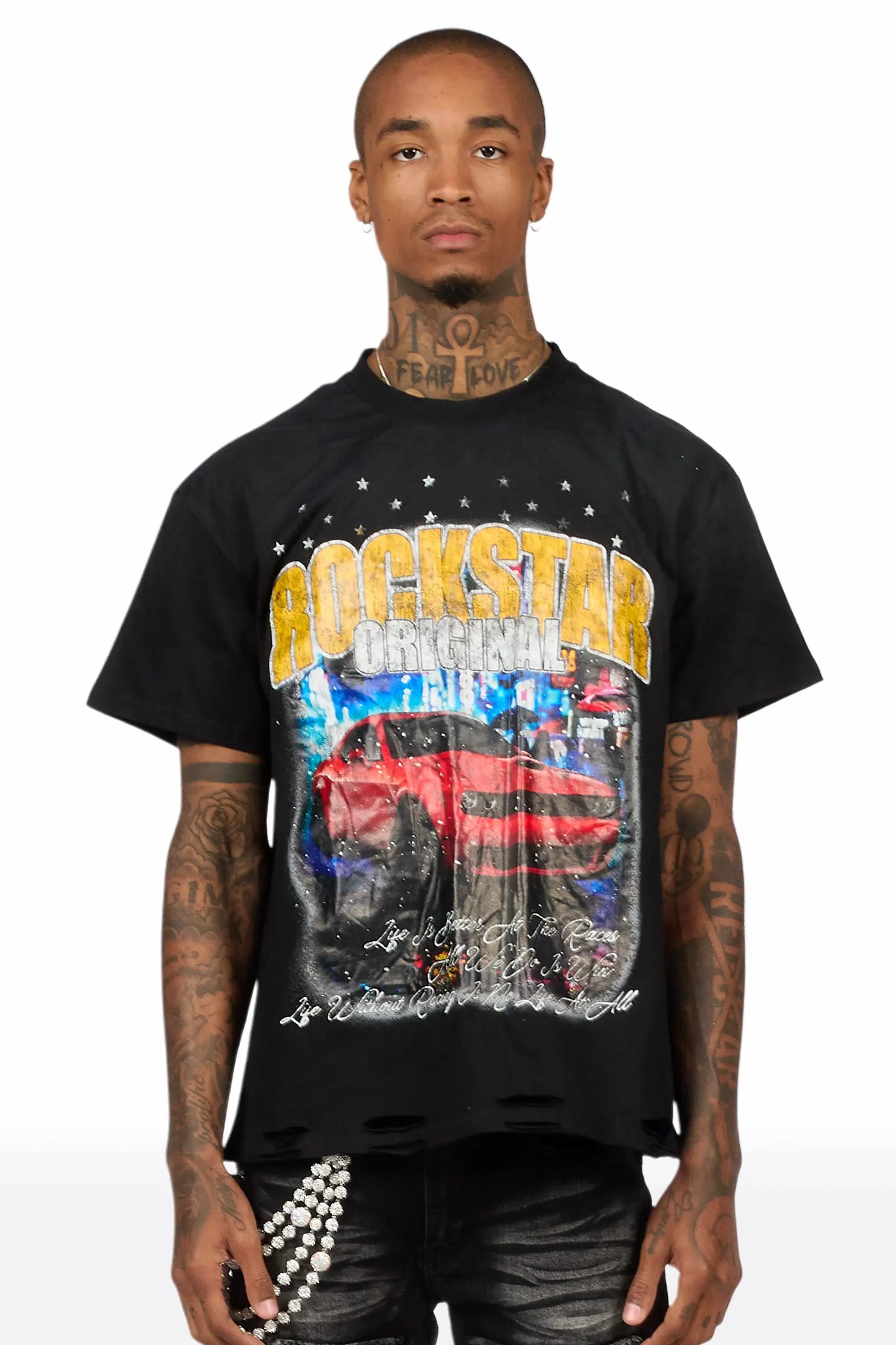 Zerix Black Oversized Graphic T-Shirt