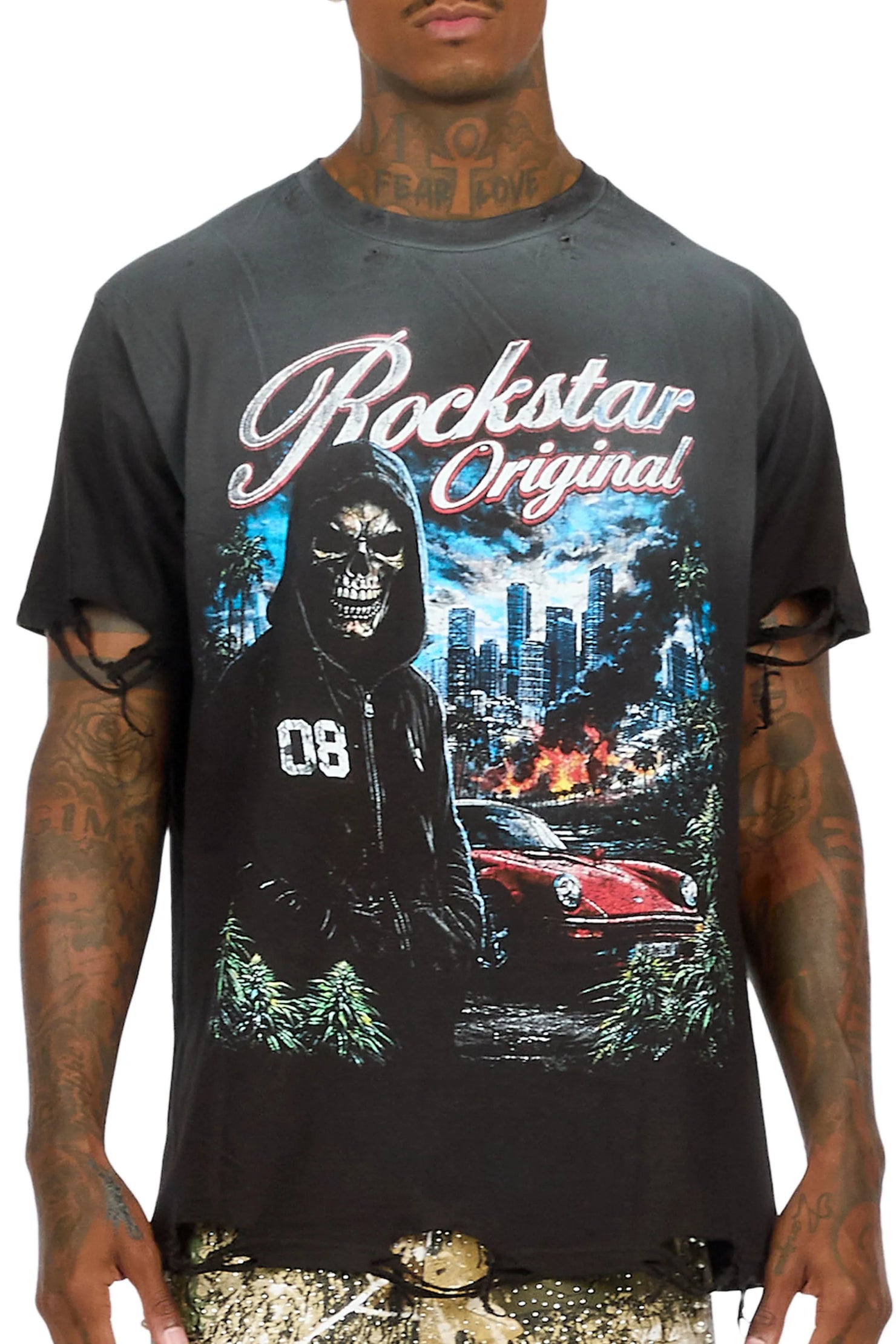 Tavian Black Oversized Graphic T-Shirt