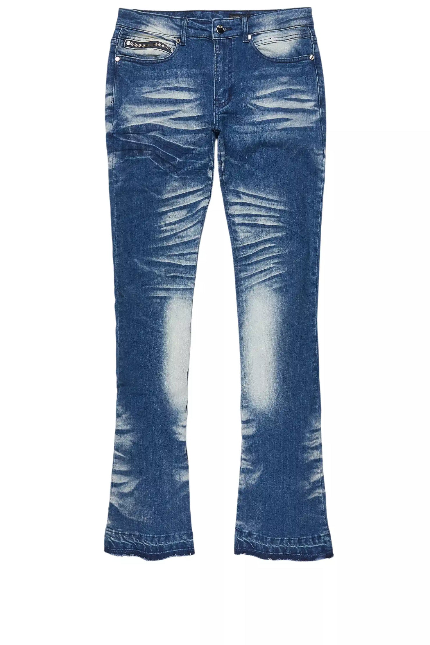 Ottiana Blue Wash Stacked Flare Jean