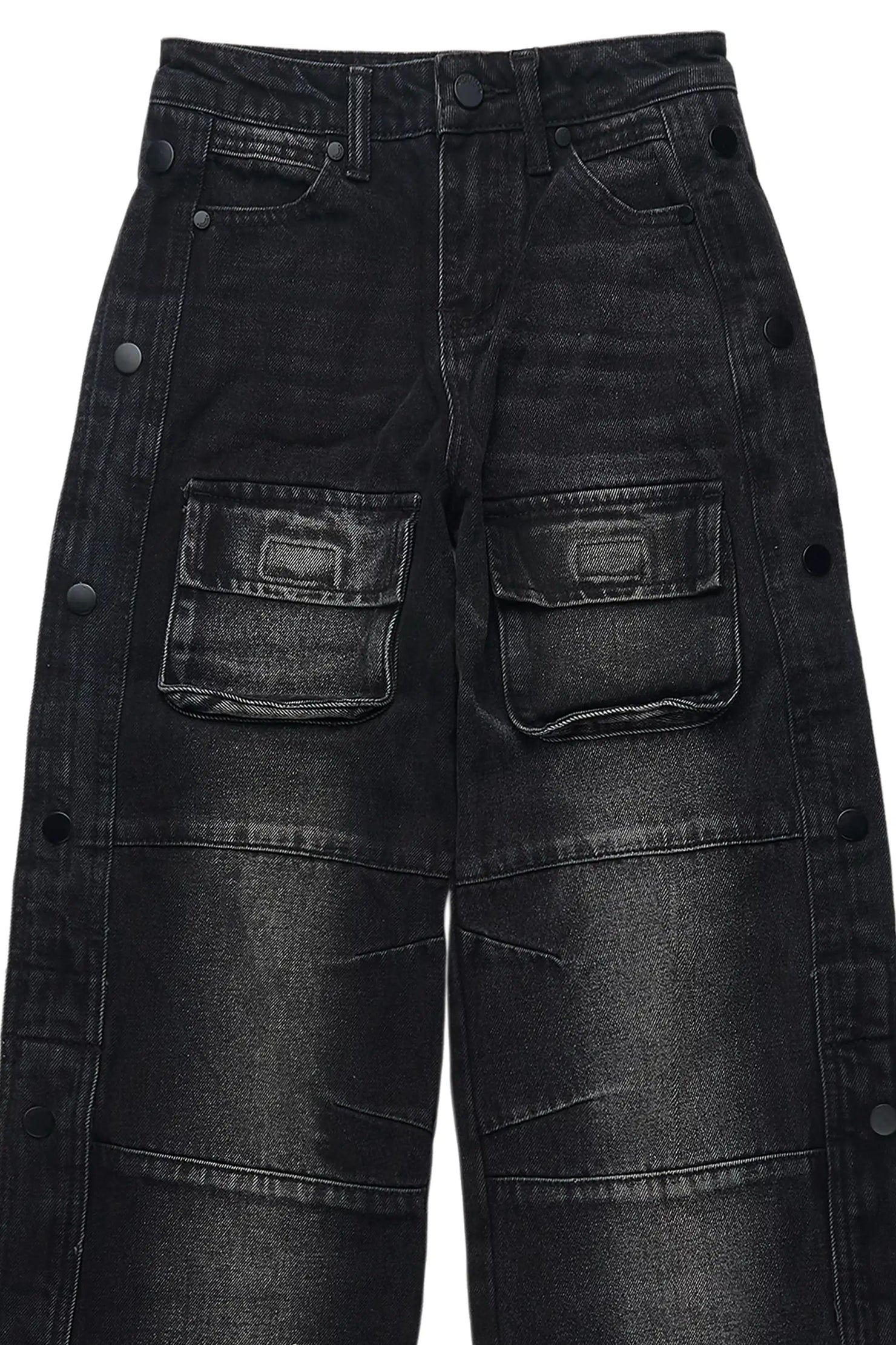 Boys Yuri Dark Grey Baggy Fit Cargo Jean
