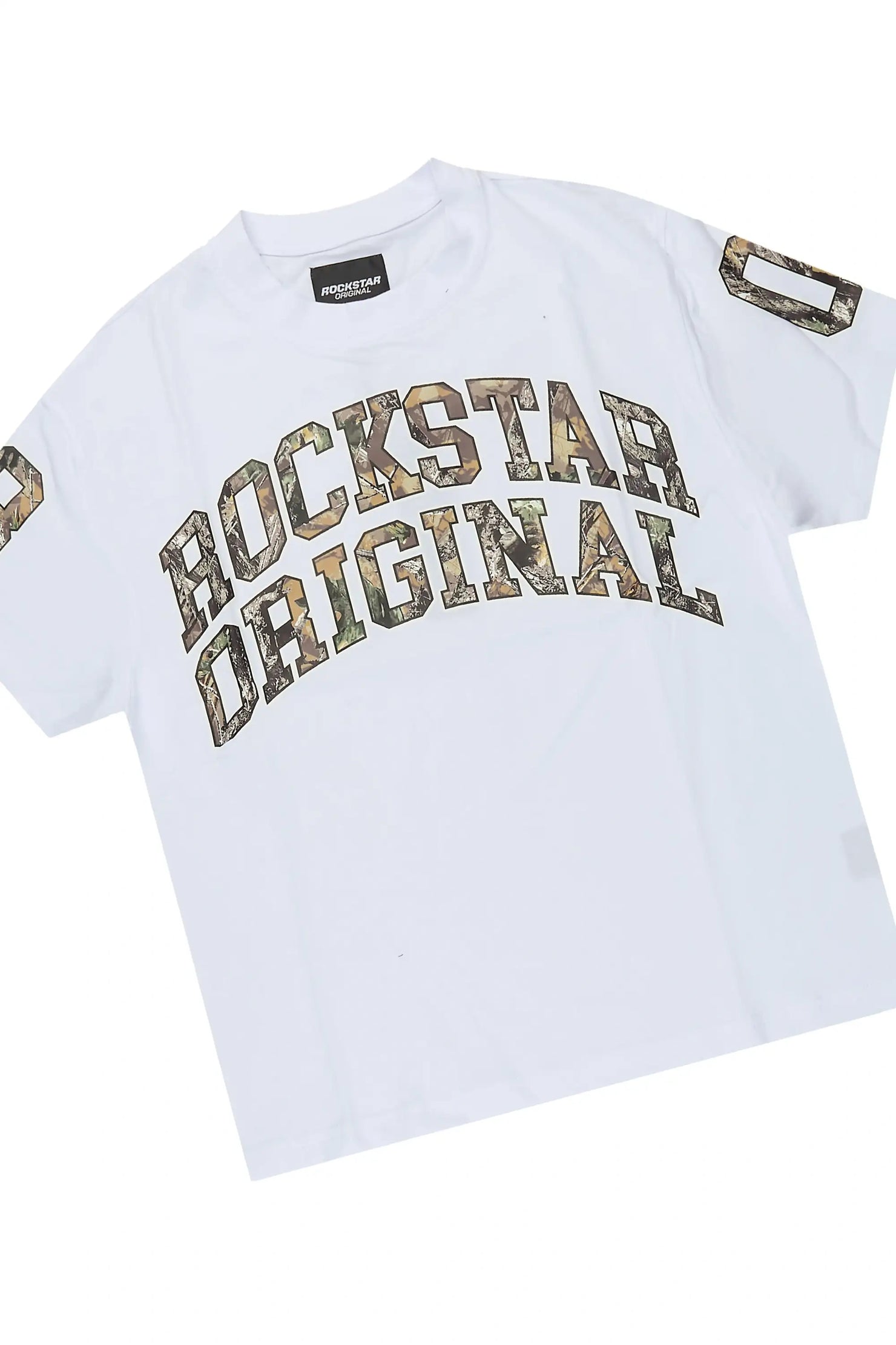 Boys Desiero White/Green Tree Camo T-Shirt/Short Set