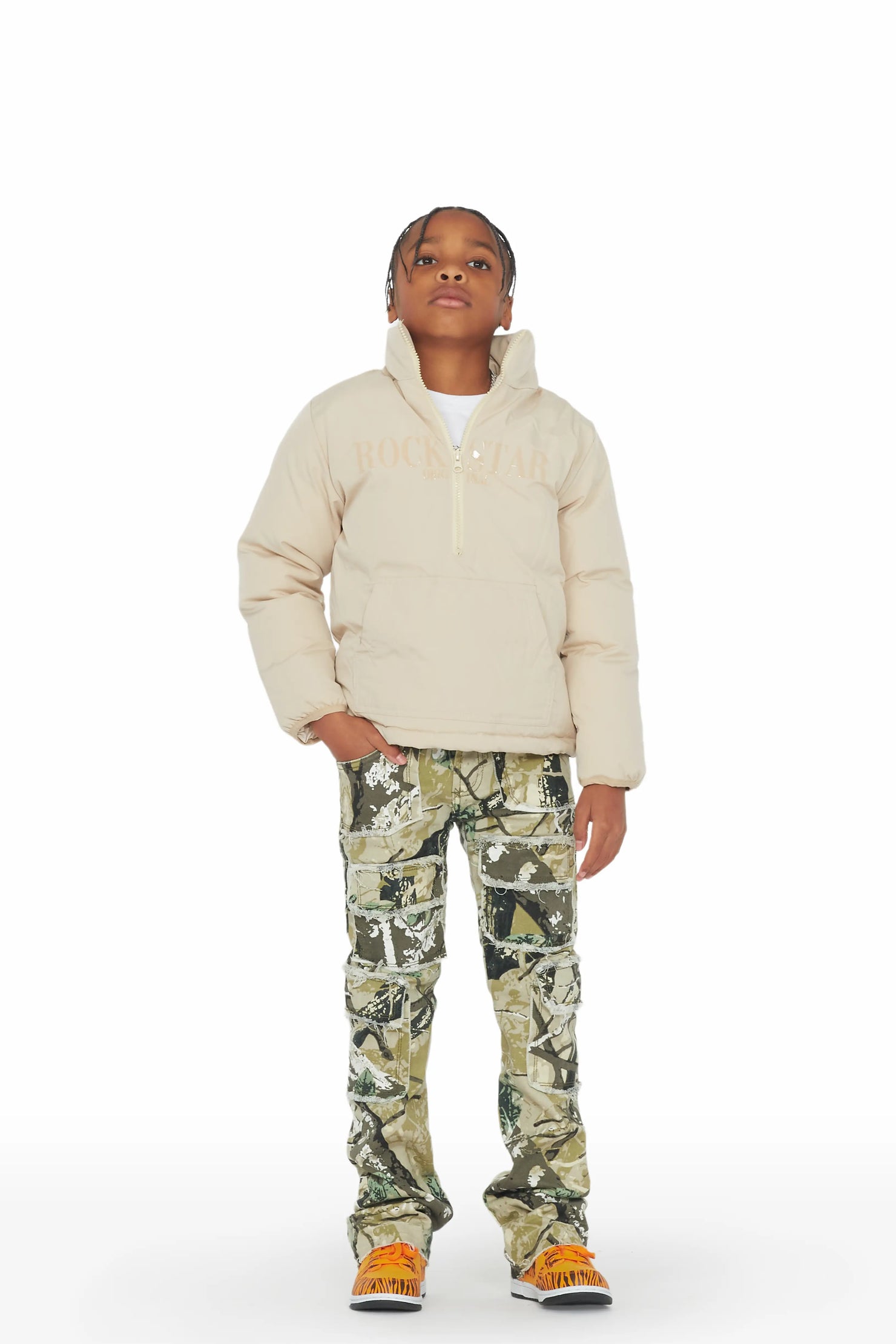 Boys Tyrell Tree Camo Stacked Flare Cargo Jean