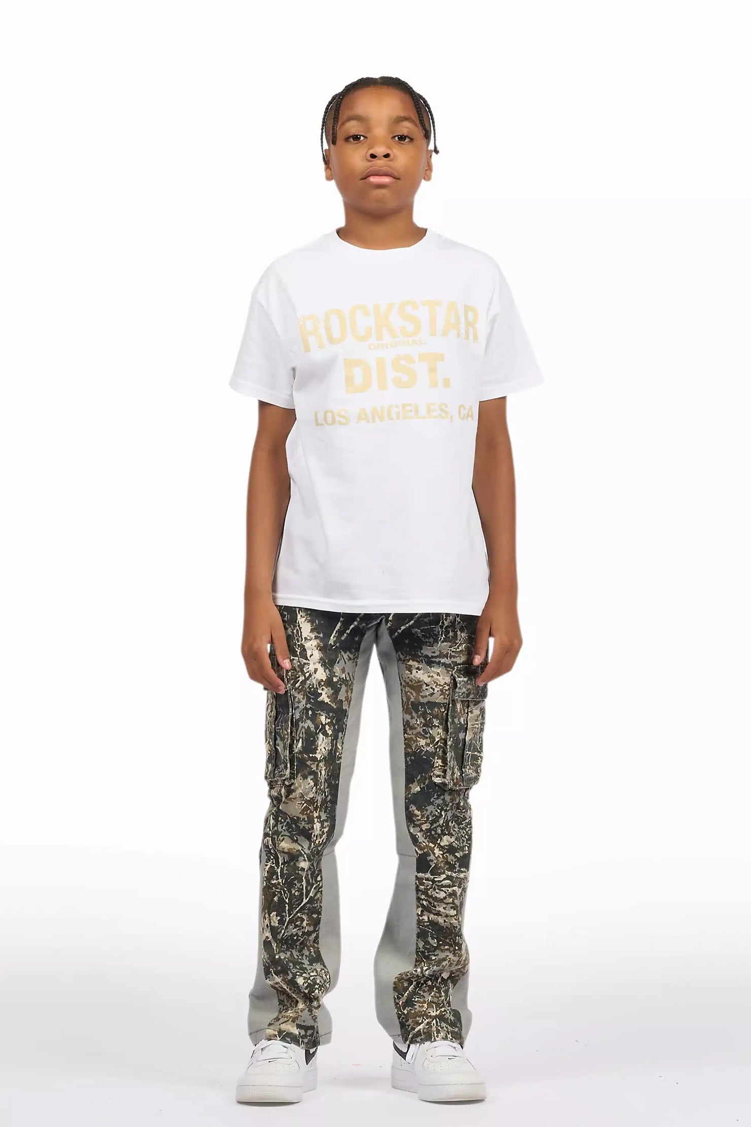 Boys Oak Grey Tree Camo Flare Cargo Jean